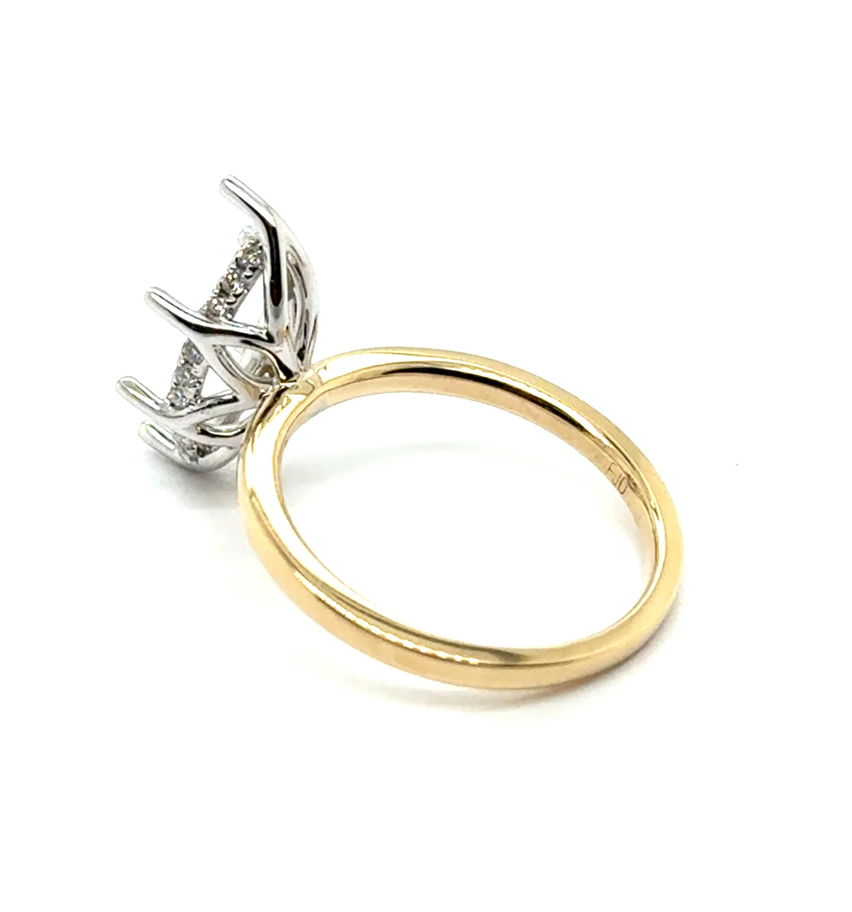 0.11Ctw 14kt Yellow Gold Hidden Halo Diamond Semi-Mount Ring - Image 2