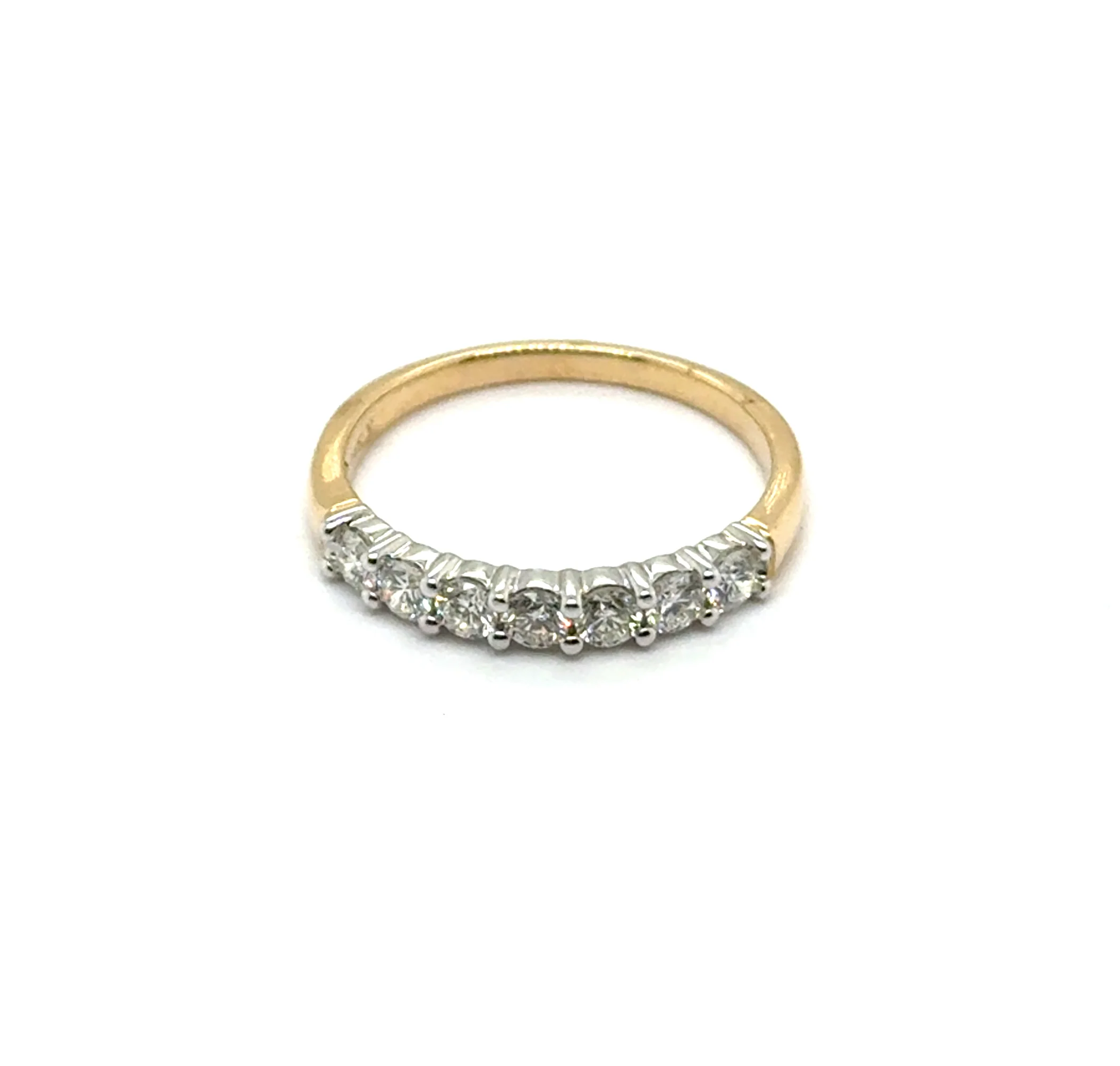 0.50 Ctw 14kt Yellow And White Gold Shared Prong Diamond Stackable Wedding Band