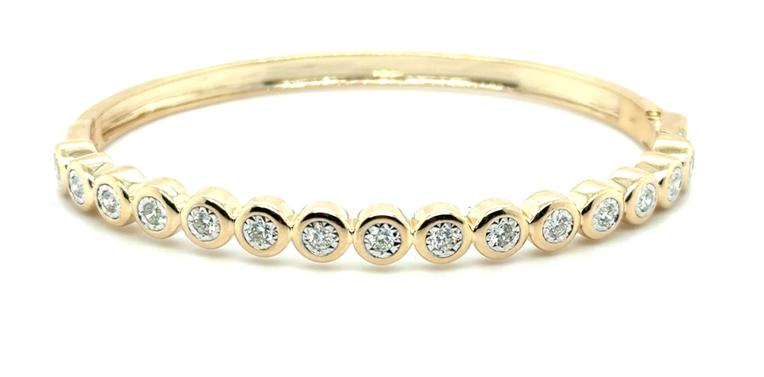 0.78 Ctw 14kt Yellow Gold ""Dotty"" Bangle Diamond Bracelet
