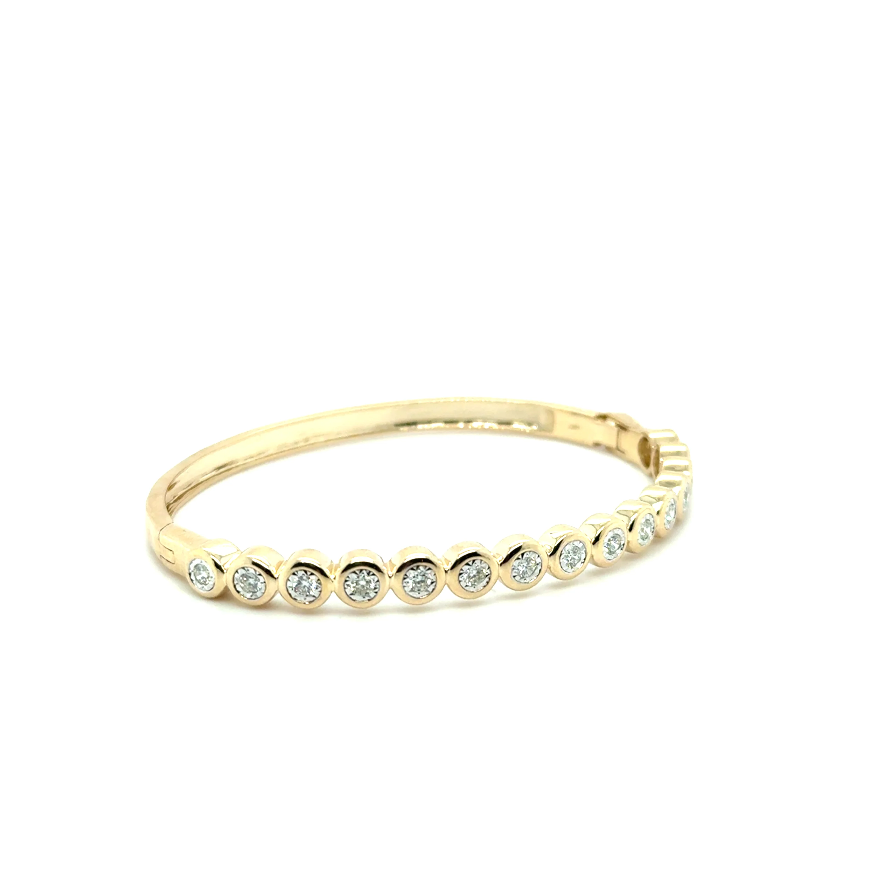 0.78 Ctw 14kt Yellow Gold ""Dotty"" Bangle Diamond Bracelet - Image 2