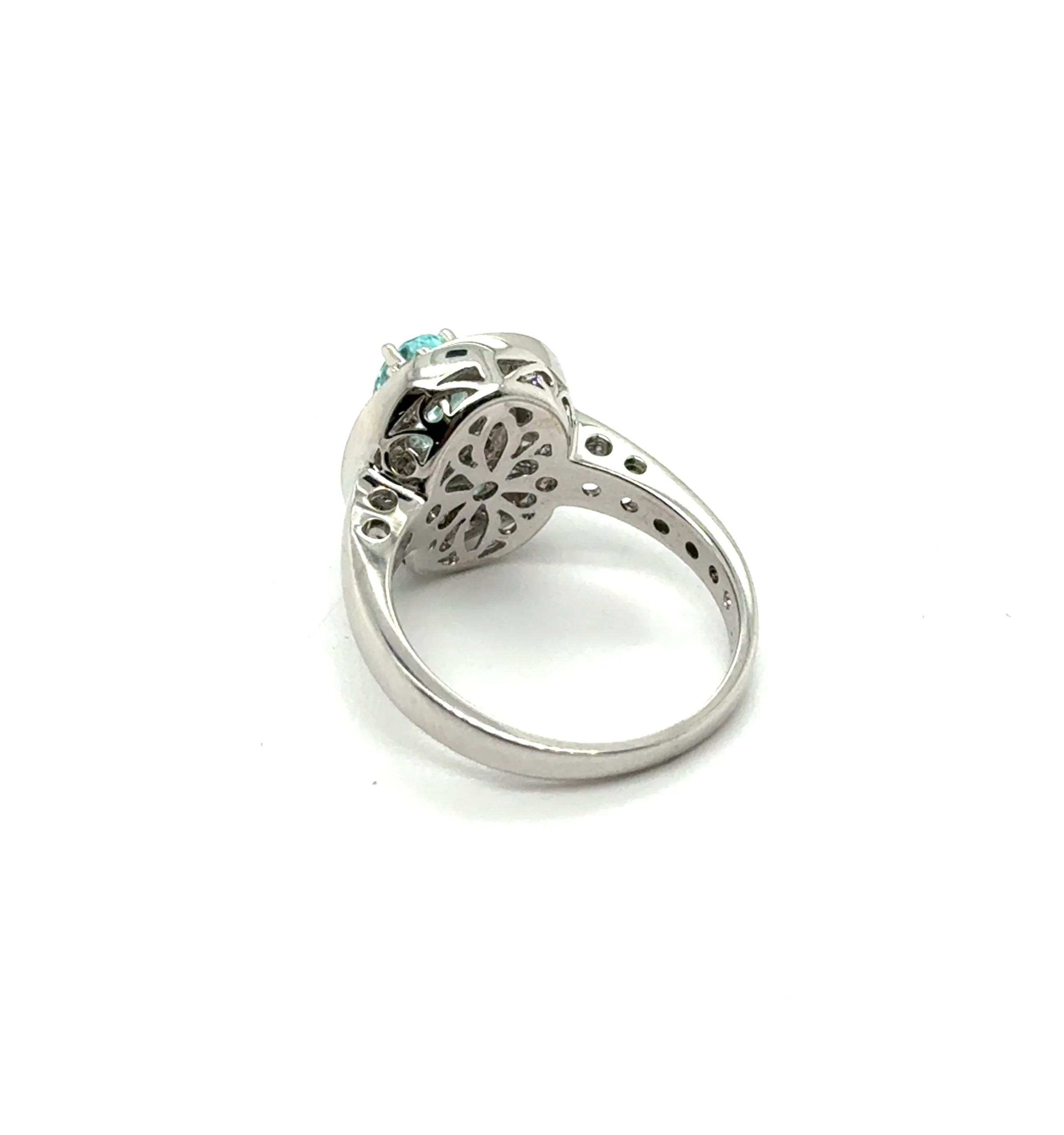 0.96 Ctw 18Kt white gold Paraiba Tourmaline And Diamond Ring - Image 2
