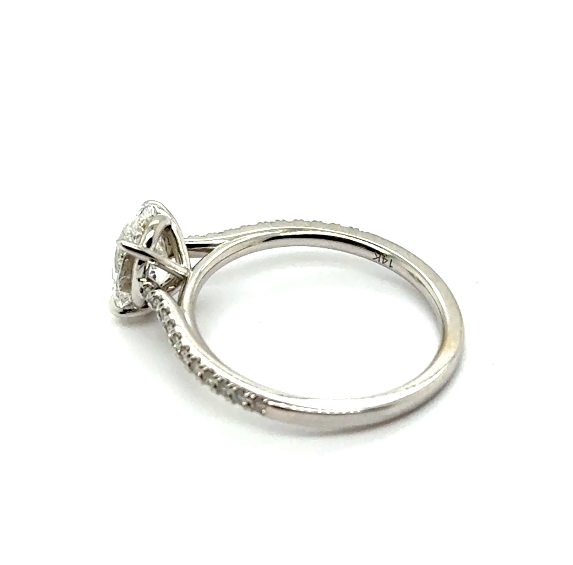 1.49 Ctw 14Kt White Gold Oval And Round Diamond Engagement Ring - Image 2
