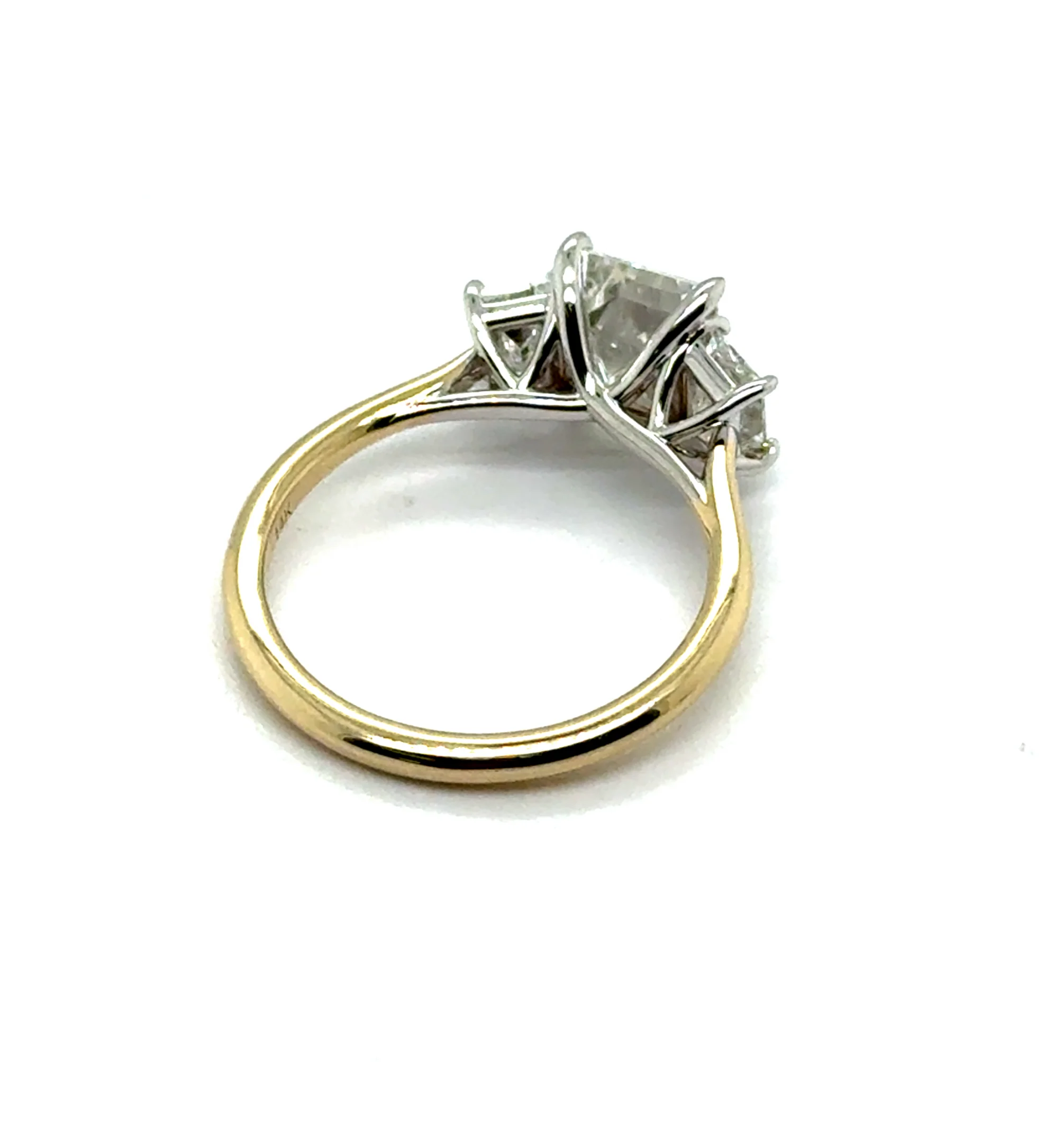 1.93 Ctw 14Kt Yellow And White Gold Emerald Cut Diamond Engagement Ring - Image 2