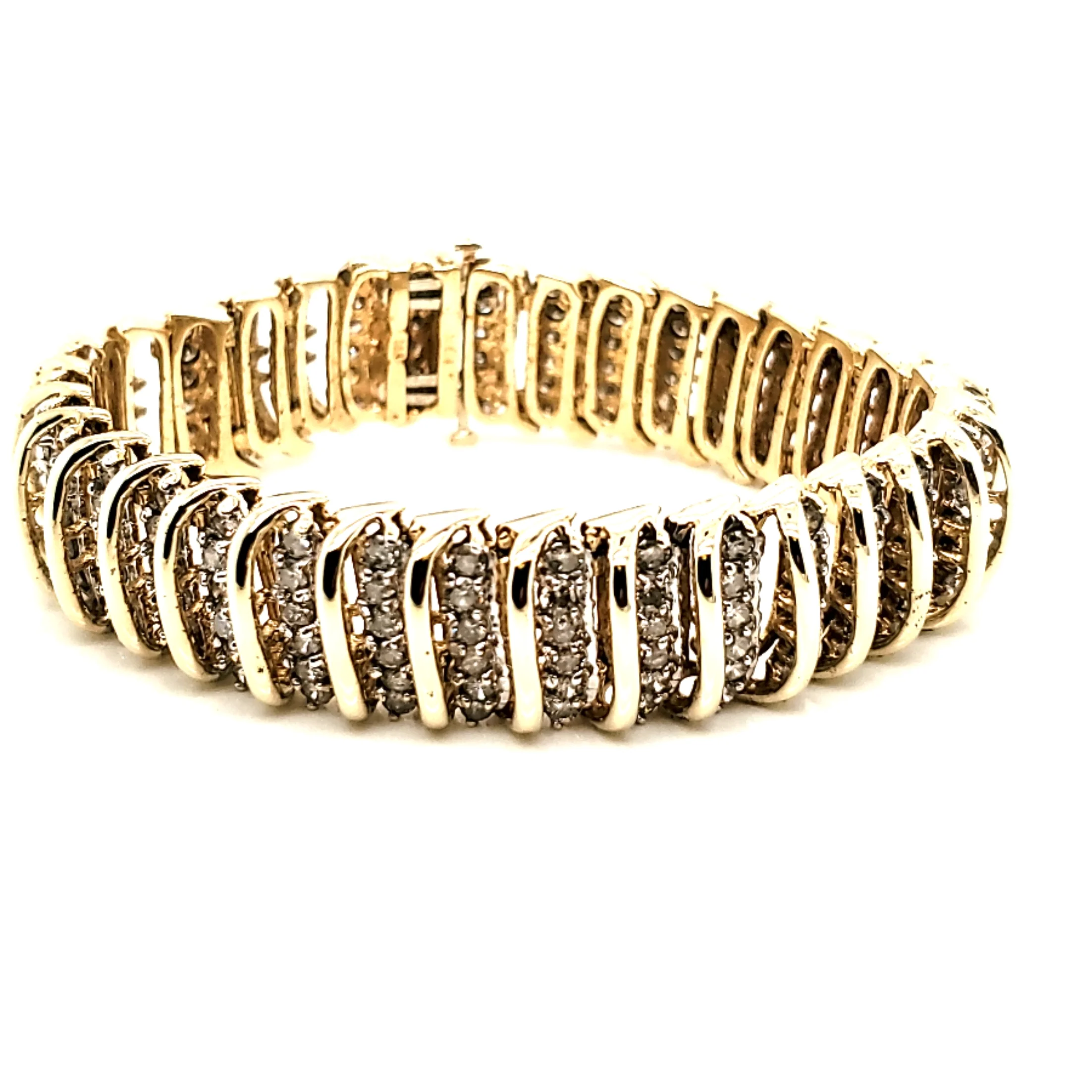 10kt Yellow Gold 6.00 Carat Total Weight S Link Tennis Bracelet