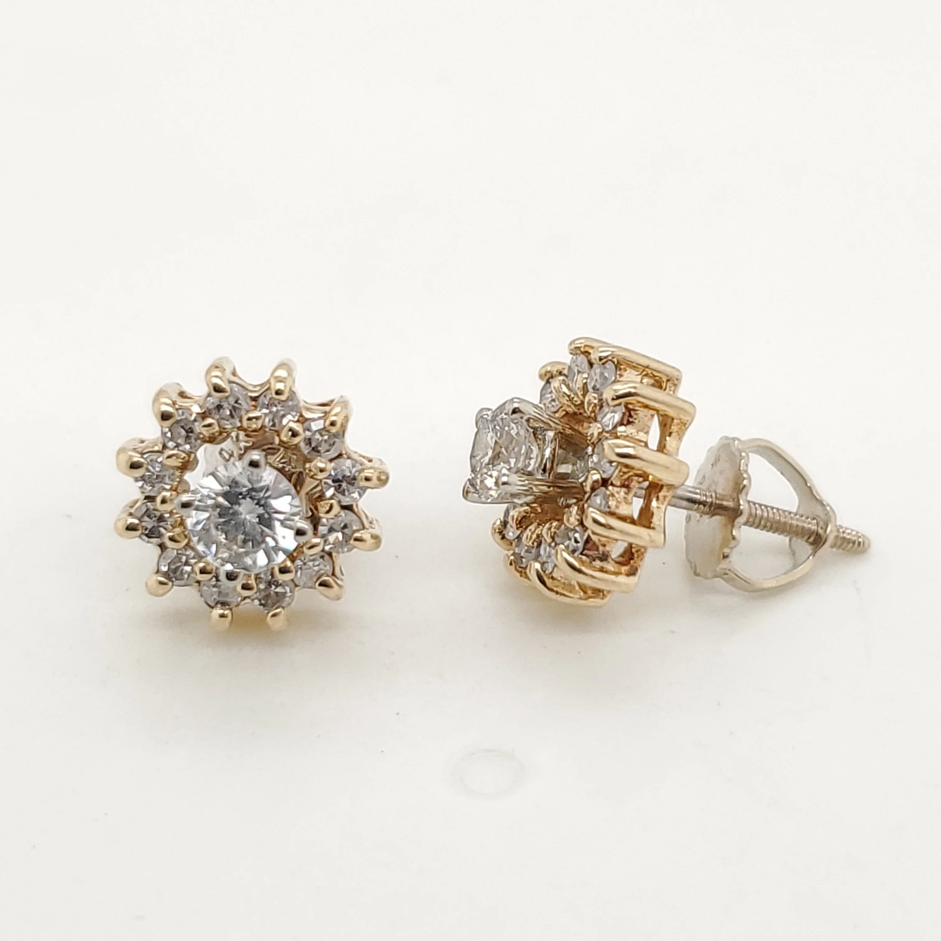 14kt Gold Diamond Studs With Diamond Jackets