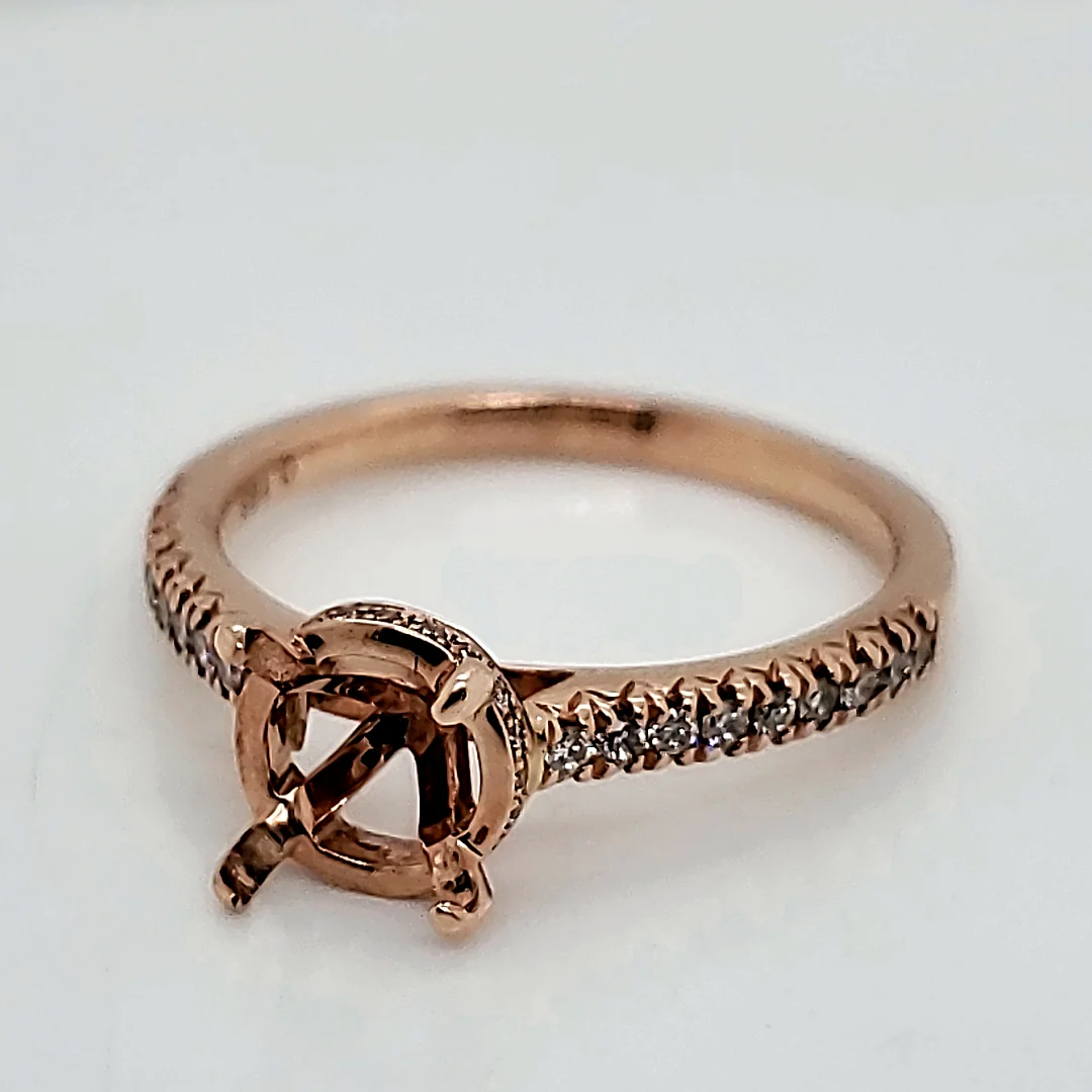 14kt rose gold 1.40 carat round, brilliant cut diamond engagement ring