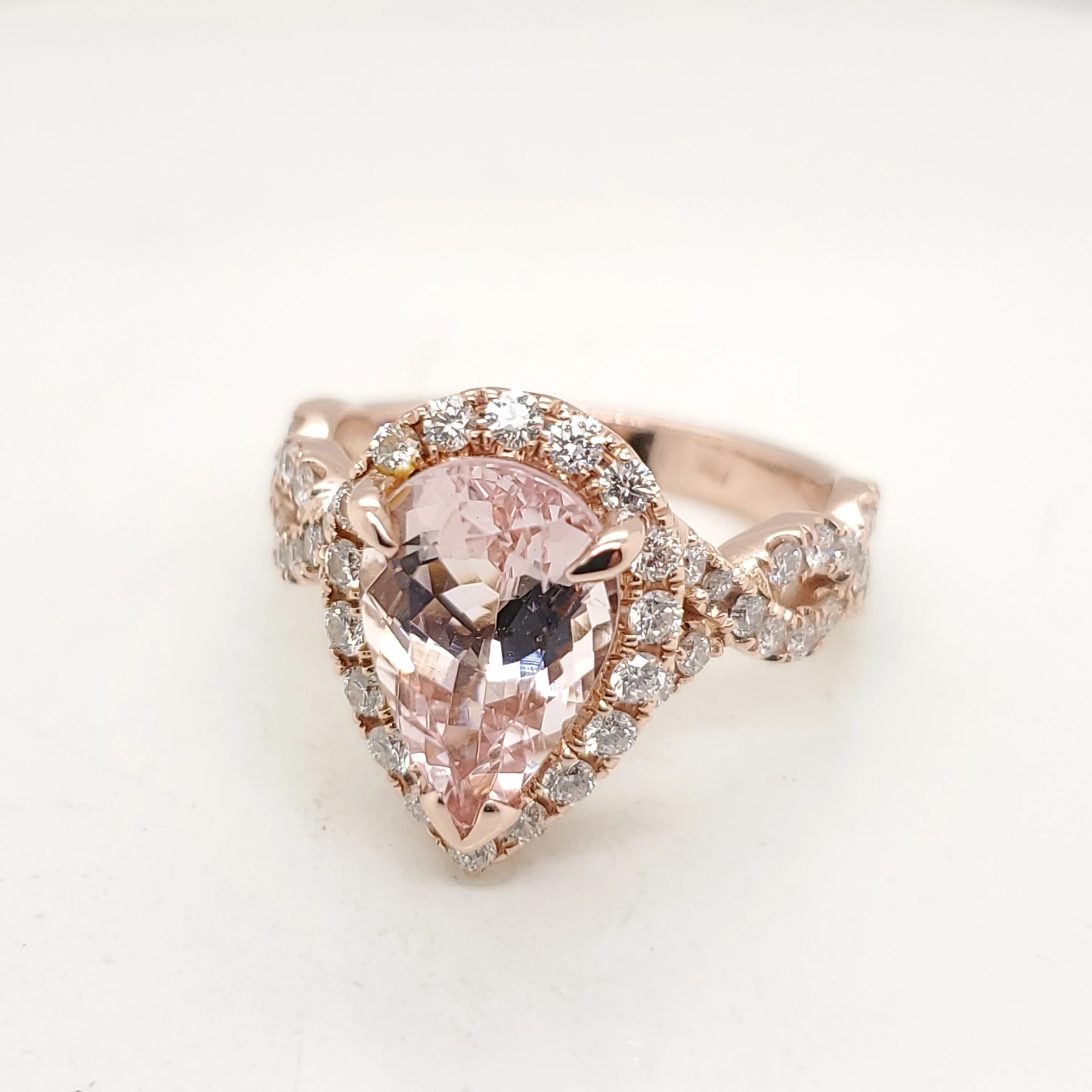 14kt Rose Gold Morganite and Diamond Ring