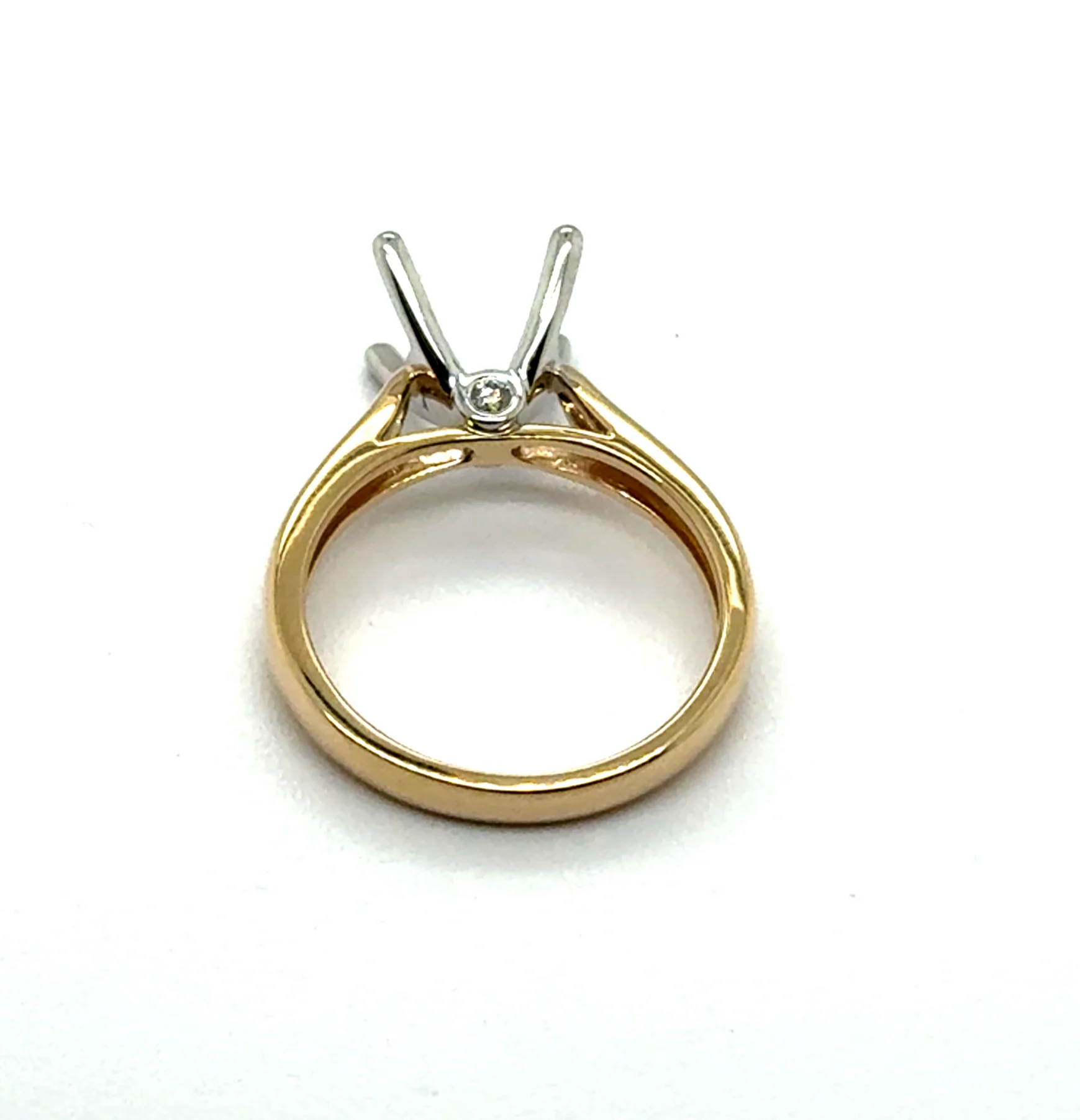 14kt White And Yellow Gold 0.045Ctw Diamond Semi-Mount Ring - Image 2