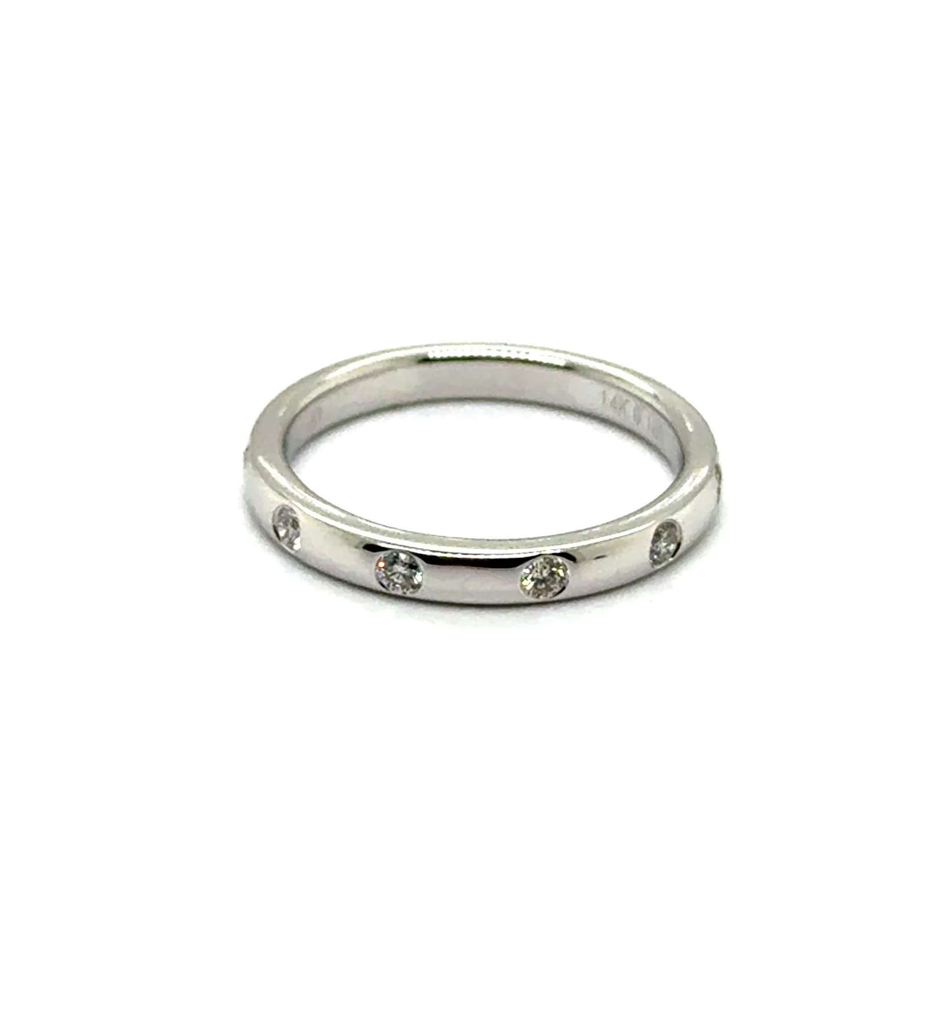 14kt White Gold 0.16Ctw Diamond Stackable wedding Band