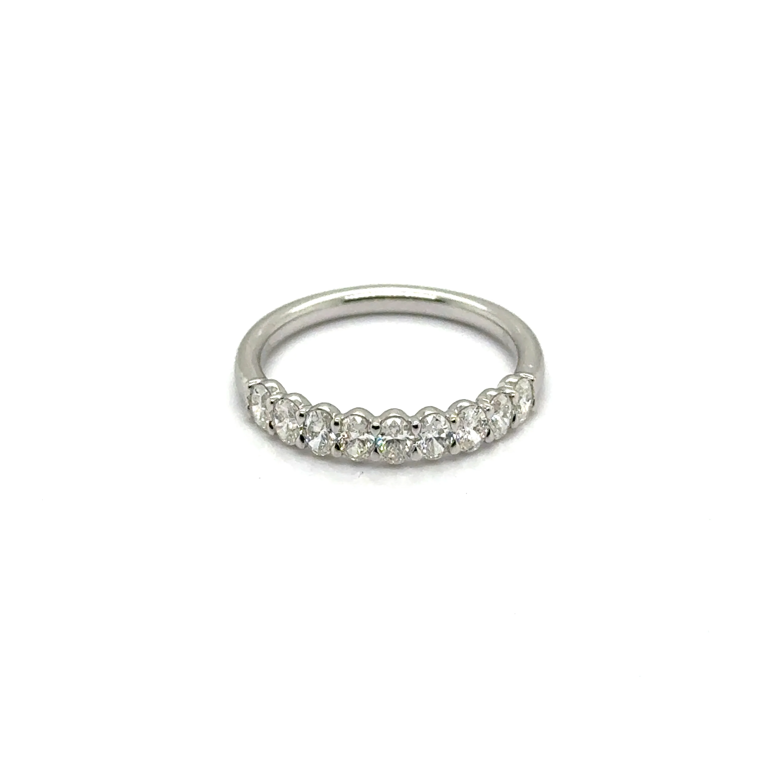 14kt White Gold 0.90Ctw Shared Prong Oval Diamond Stackable Wedding Band