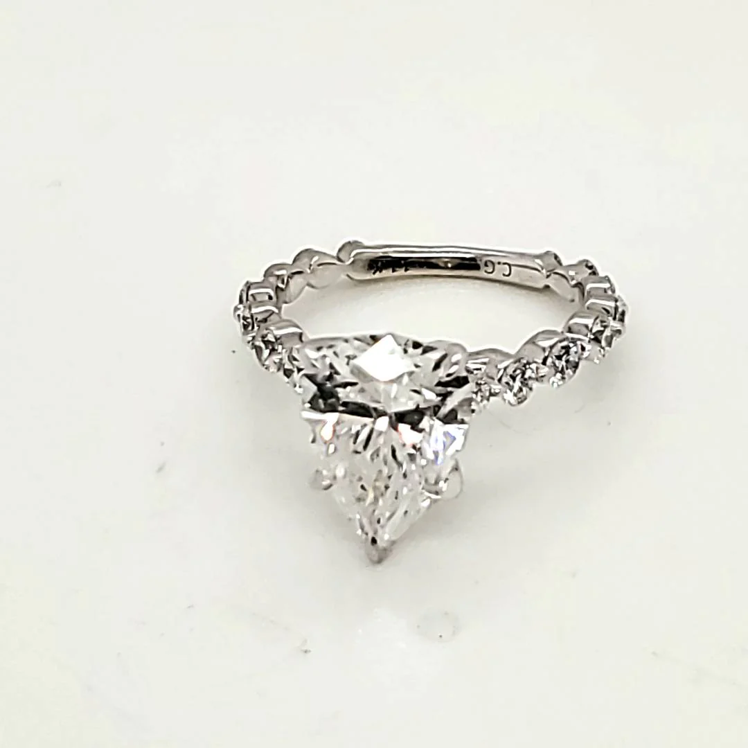 14kt White Gold 2.68 Carat Pear Shape Diamond Engagement Ring