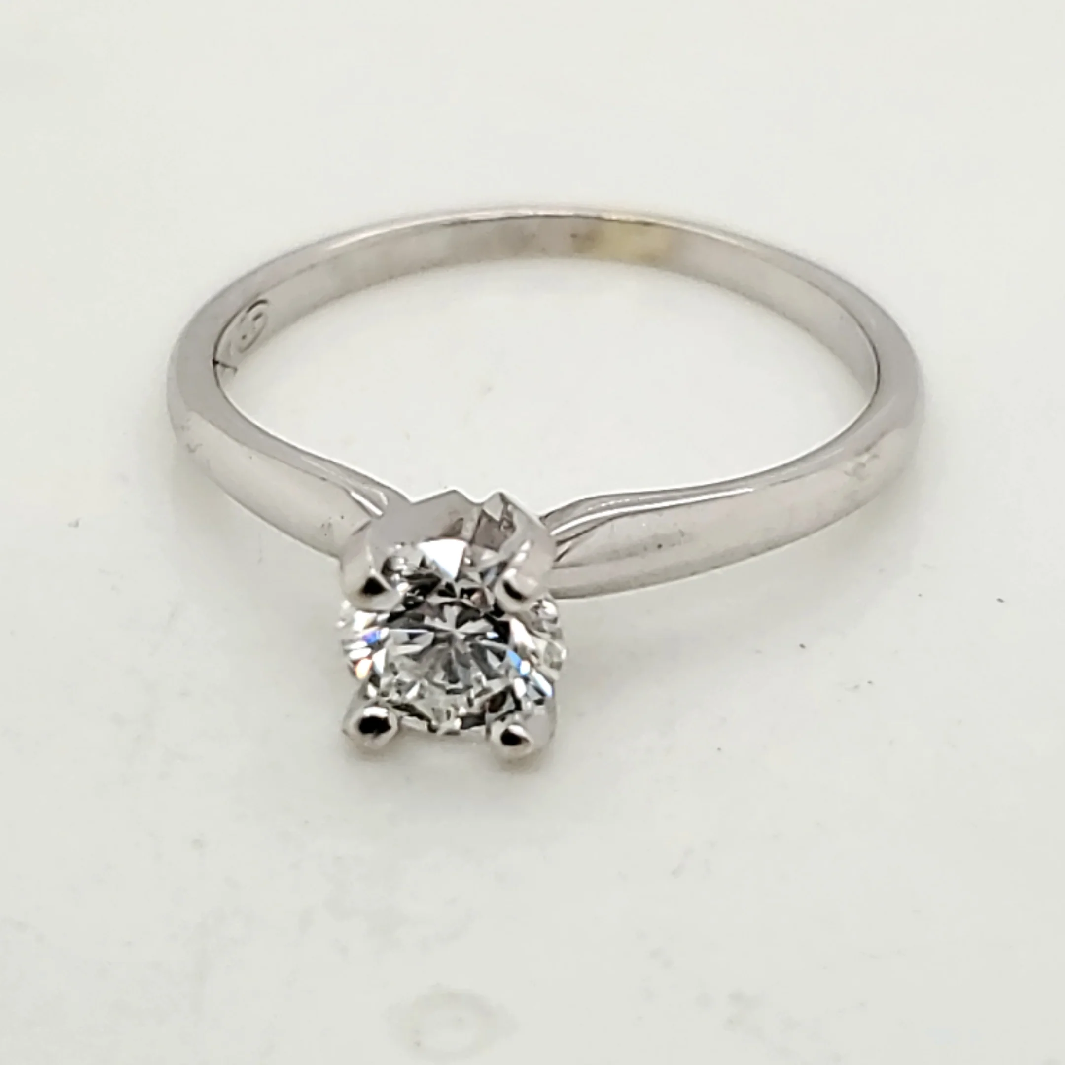 14kt White Gold .57 Carat Round Brilliant Cut Diamond Engagement Ring