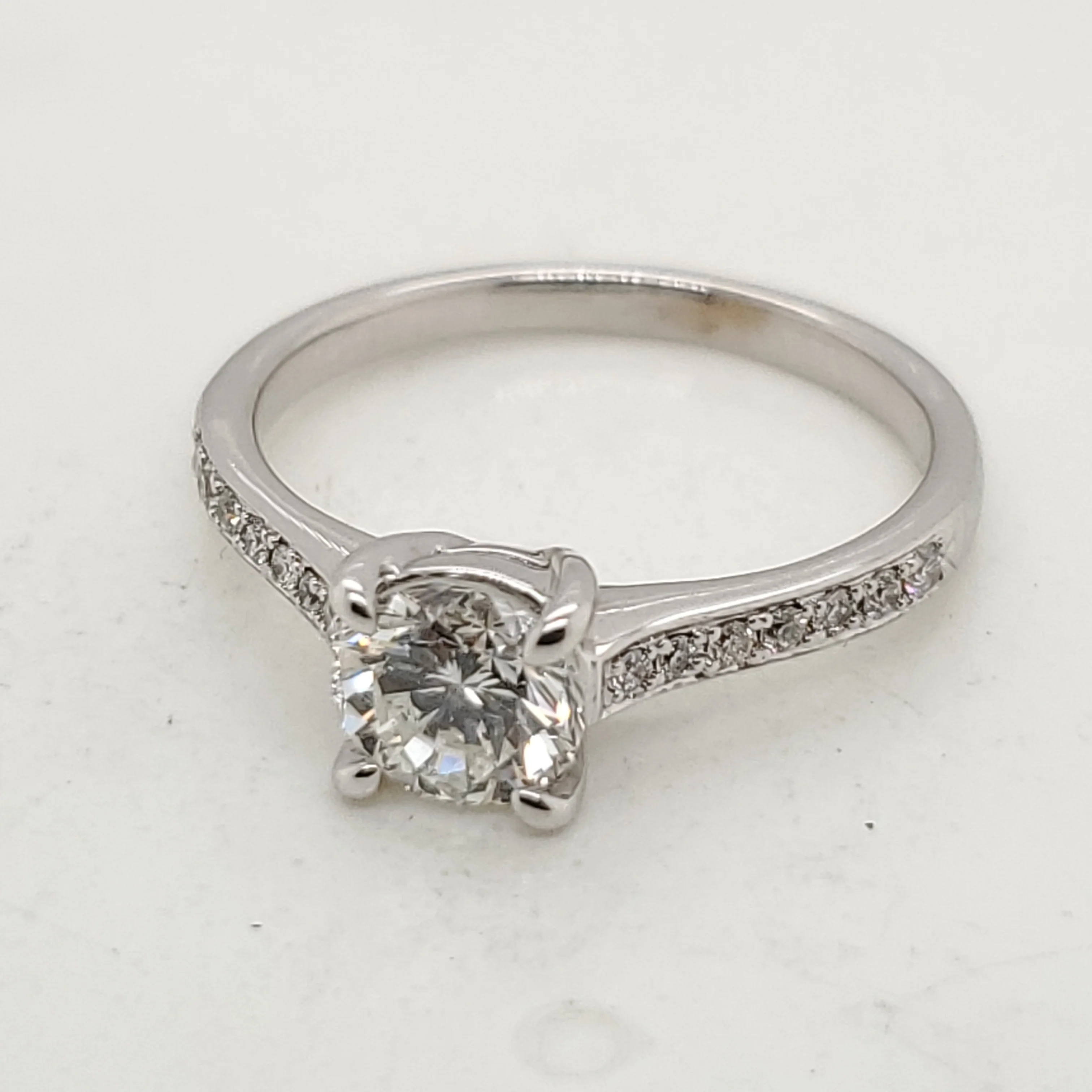 14kt White Gold .71 Carat Round Brilliant Cut Diamond Engagement Ring