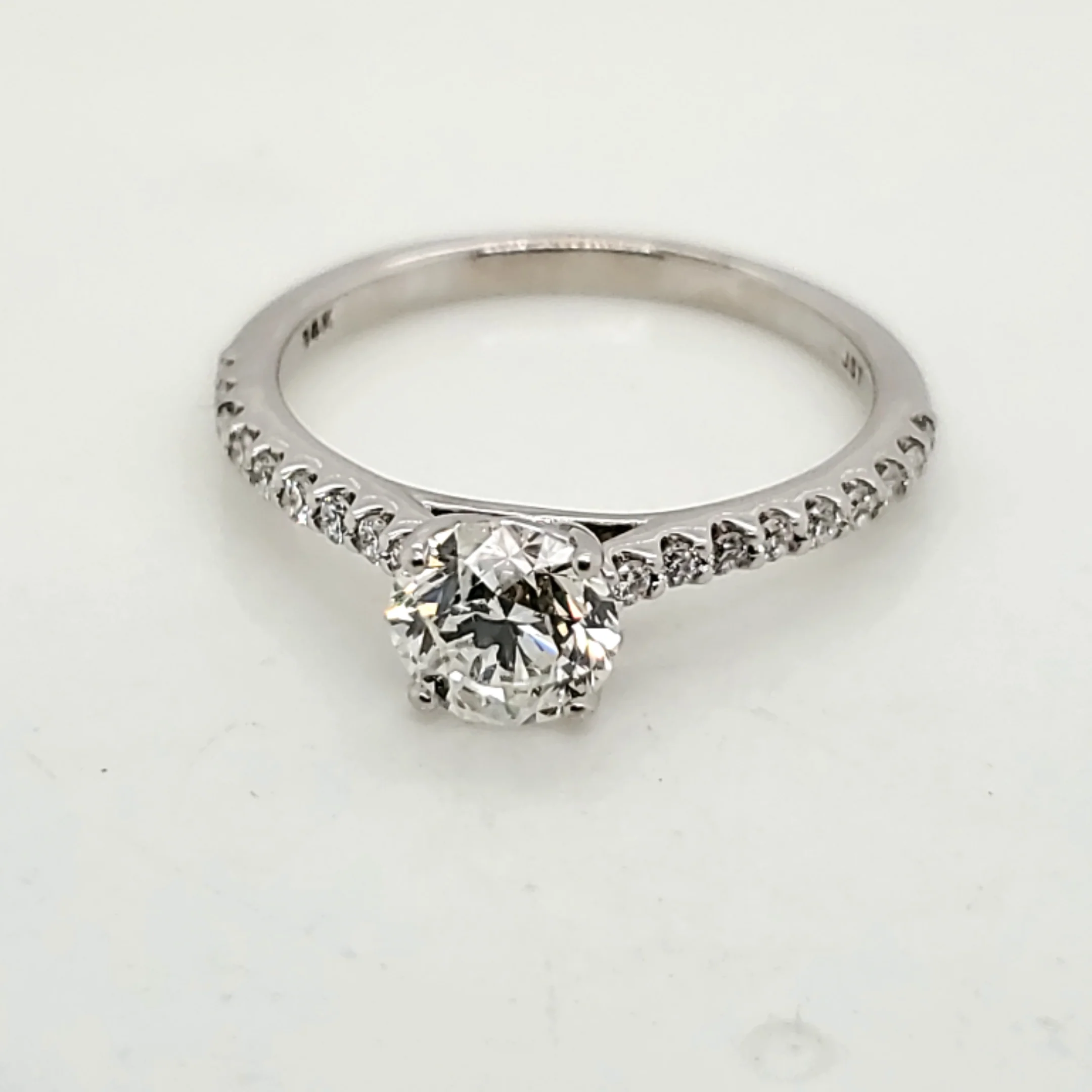 14kt White Gold .93 Carat Round Brilliant Cut Diamond Engagement Ring