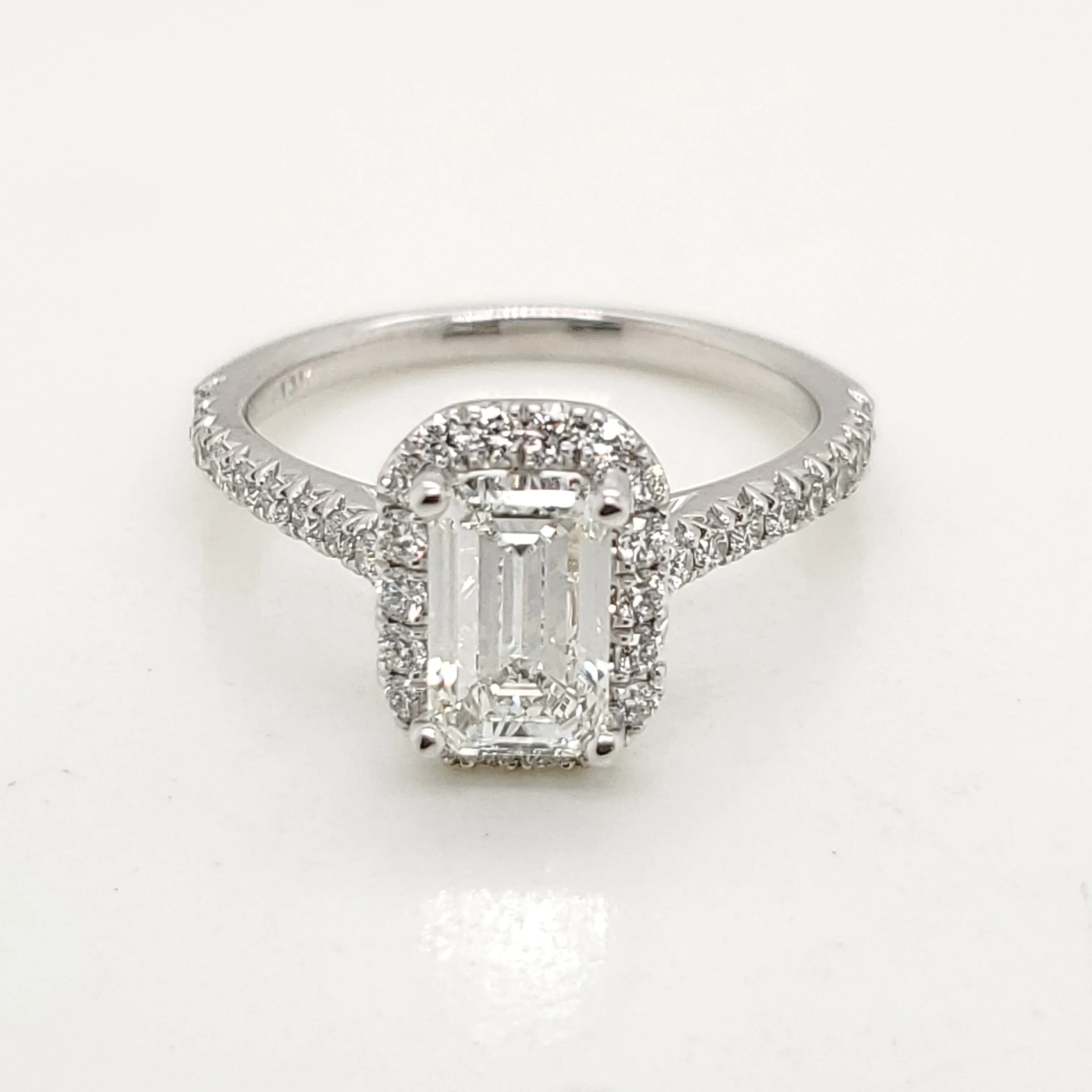 14kt White Gold .96 Carat Emerald Cut Diamond Engagement Ring - Image 2