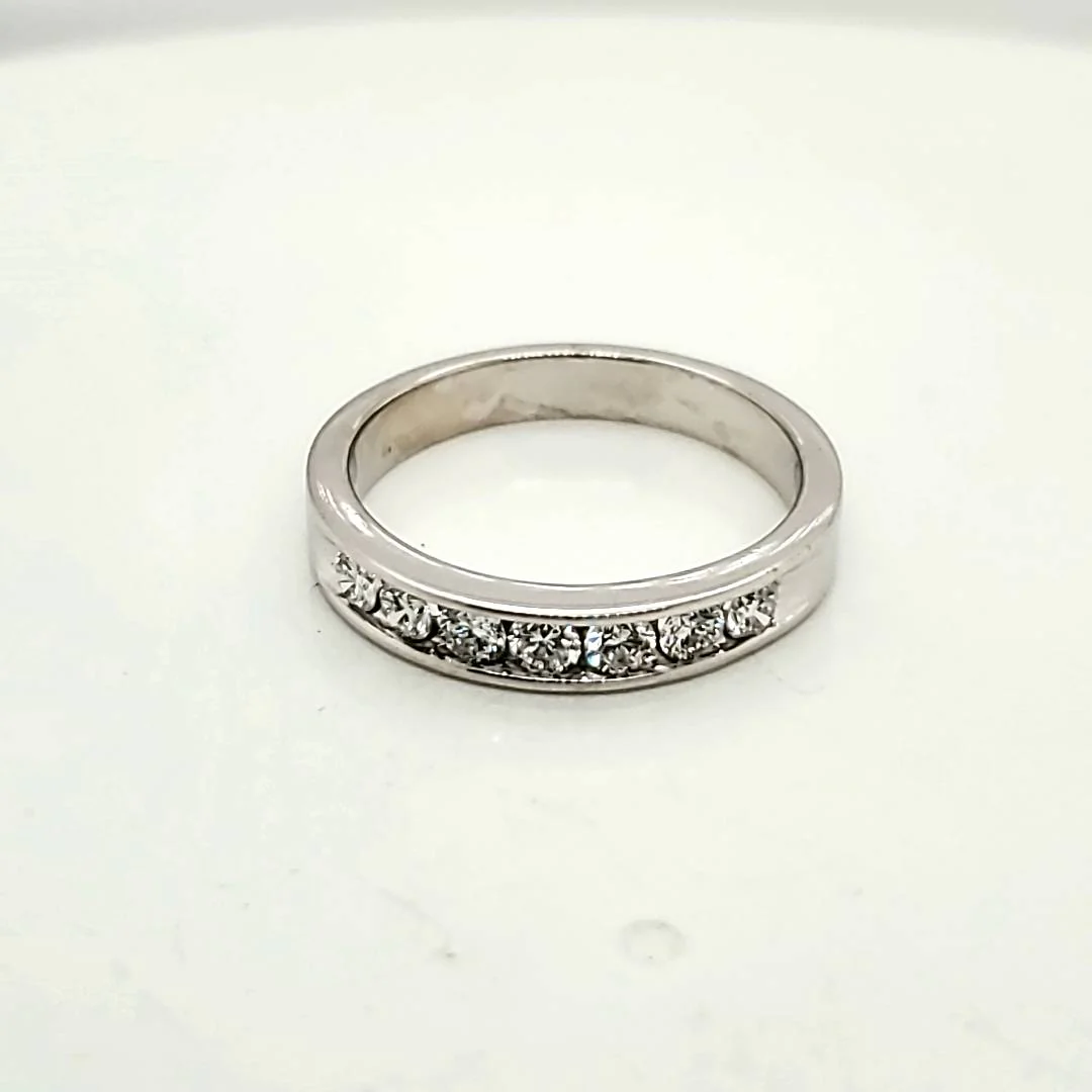 14kt White Gold and Diamond Wedding Band