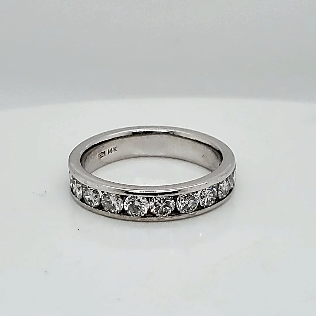14kt White Gold Channel Set Diamond Wedding Band