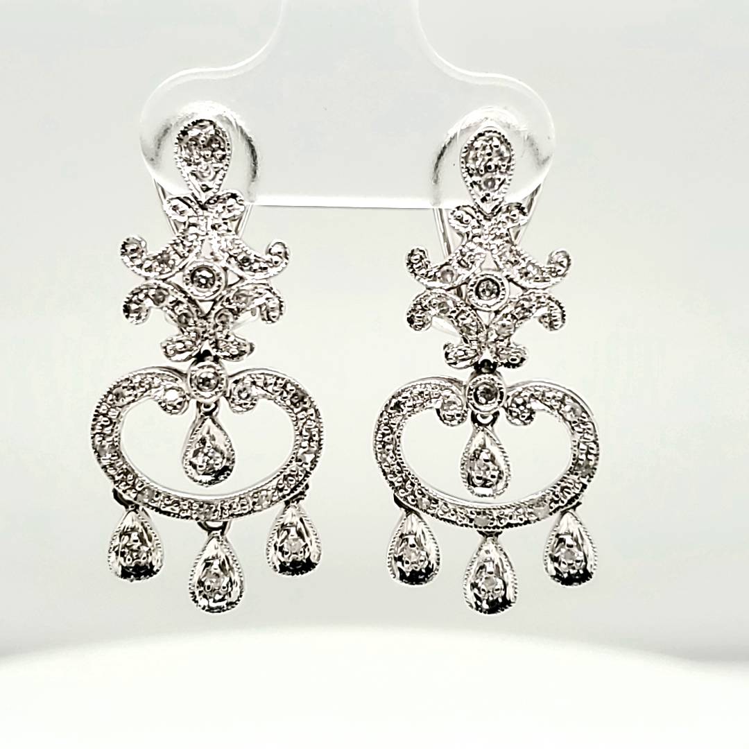 14Kt White Gold Diamond Chandelier Earrings