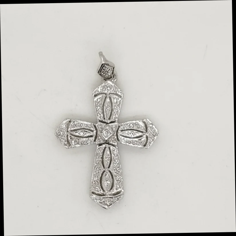 14kt White Gold Diamond Cross Pendant