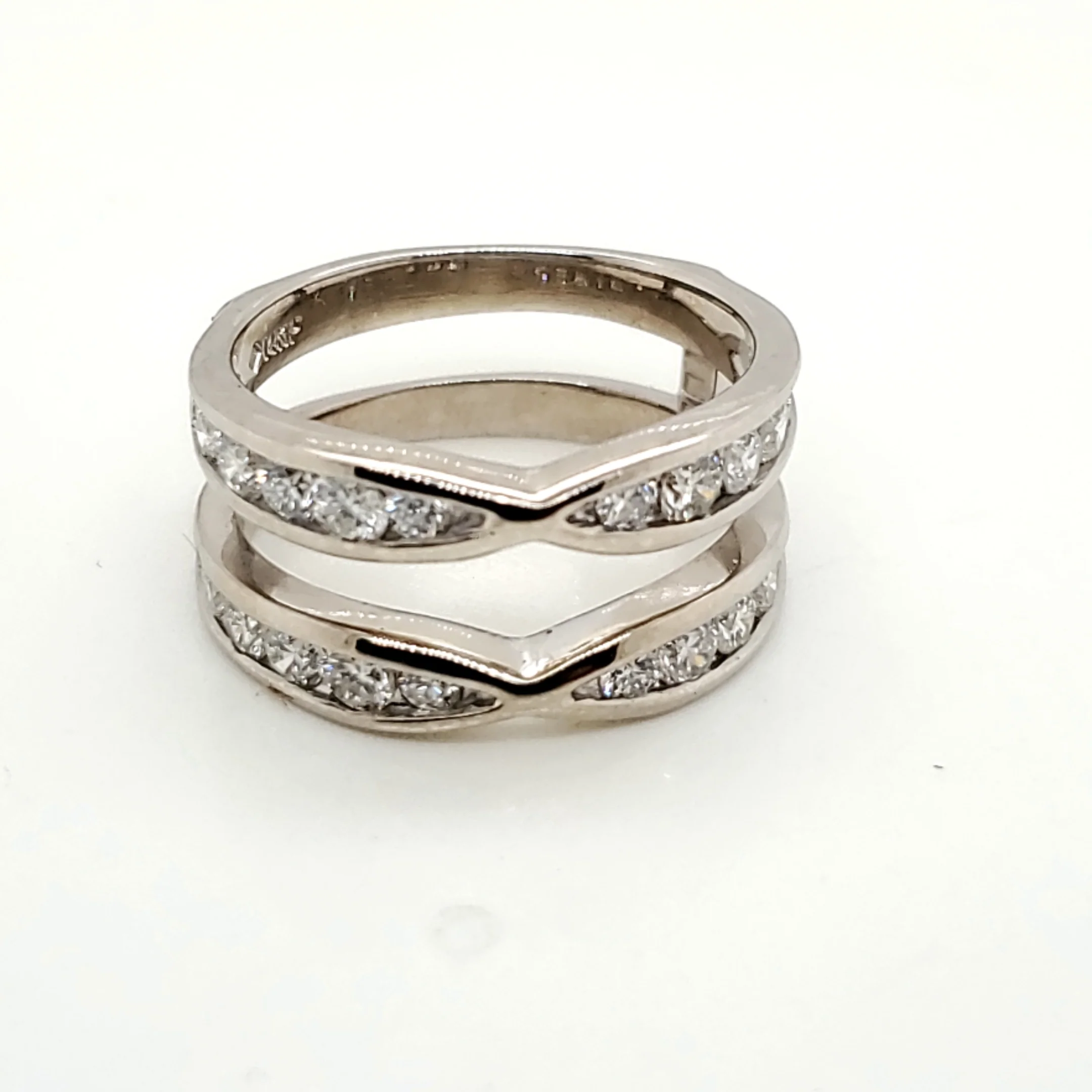 14kt White Gold Diamond Ring Guard