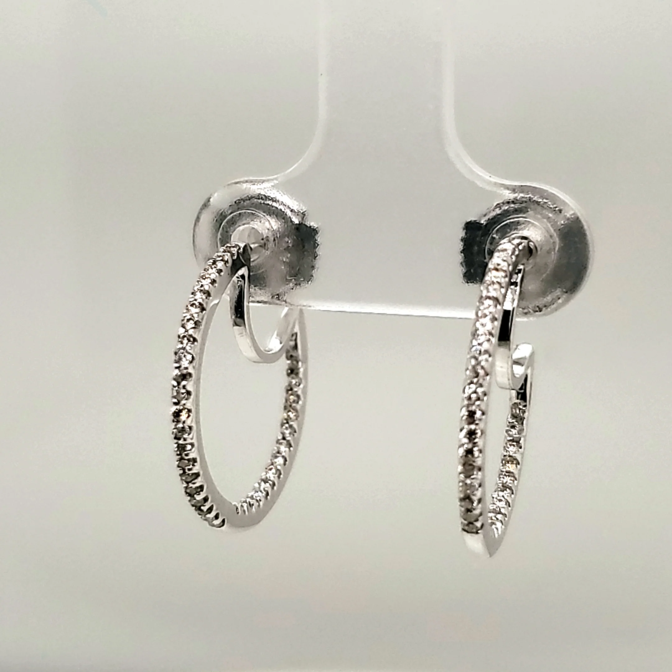 14kt White Gold Inside Outside Diamond Hoop Earrings