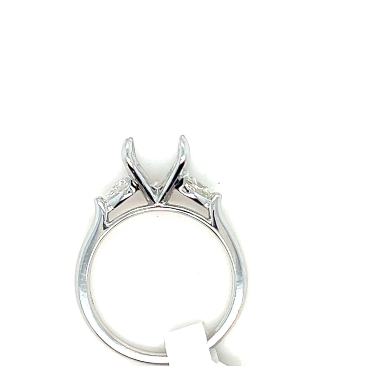 14kt White Gold Pear Shape Diamond Three Stone Semi-Mount - Image 2