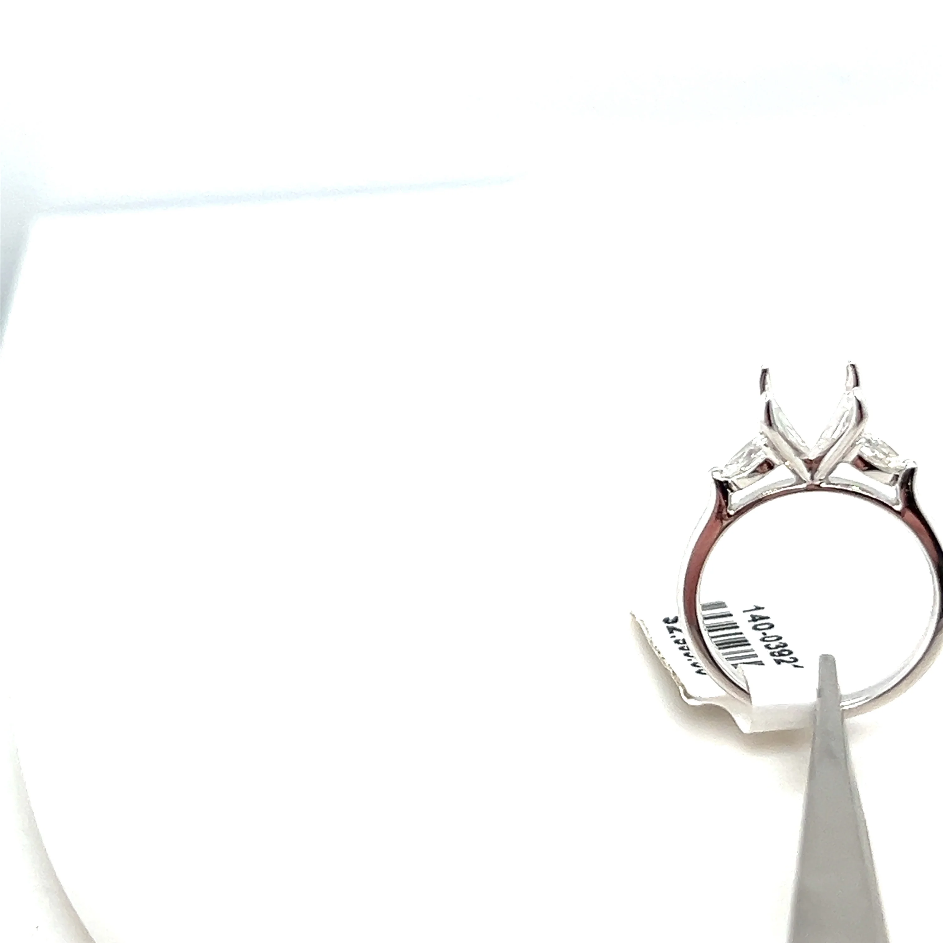 14kt White Gold Pear Shape Diamond Three Stone Semi-Mount - Image 4