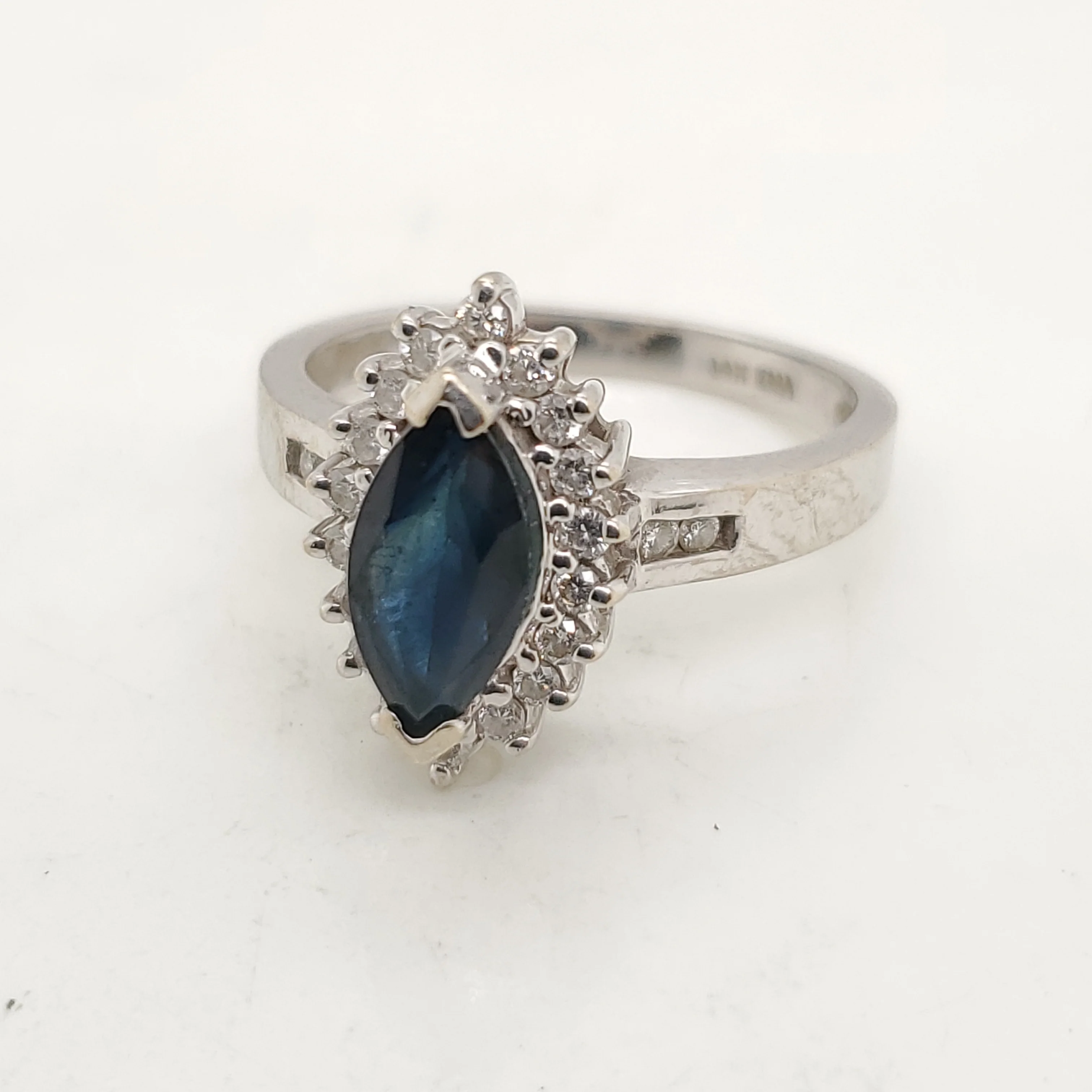 14kt white Gold Sapphire and Diamond Ring