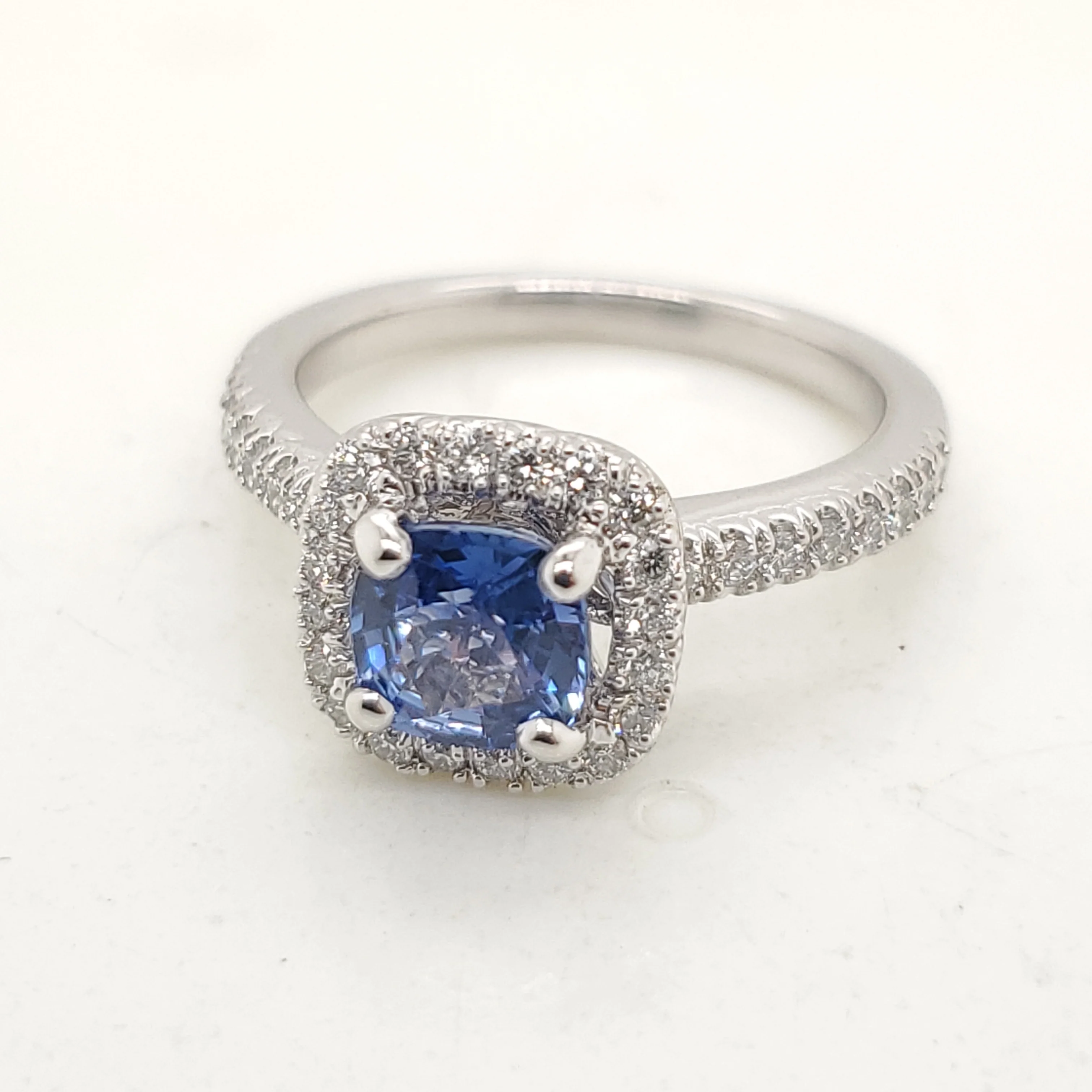 14Kt White Gold Sapphire And Diamond Ring