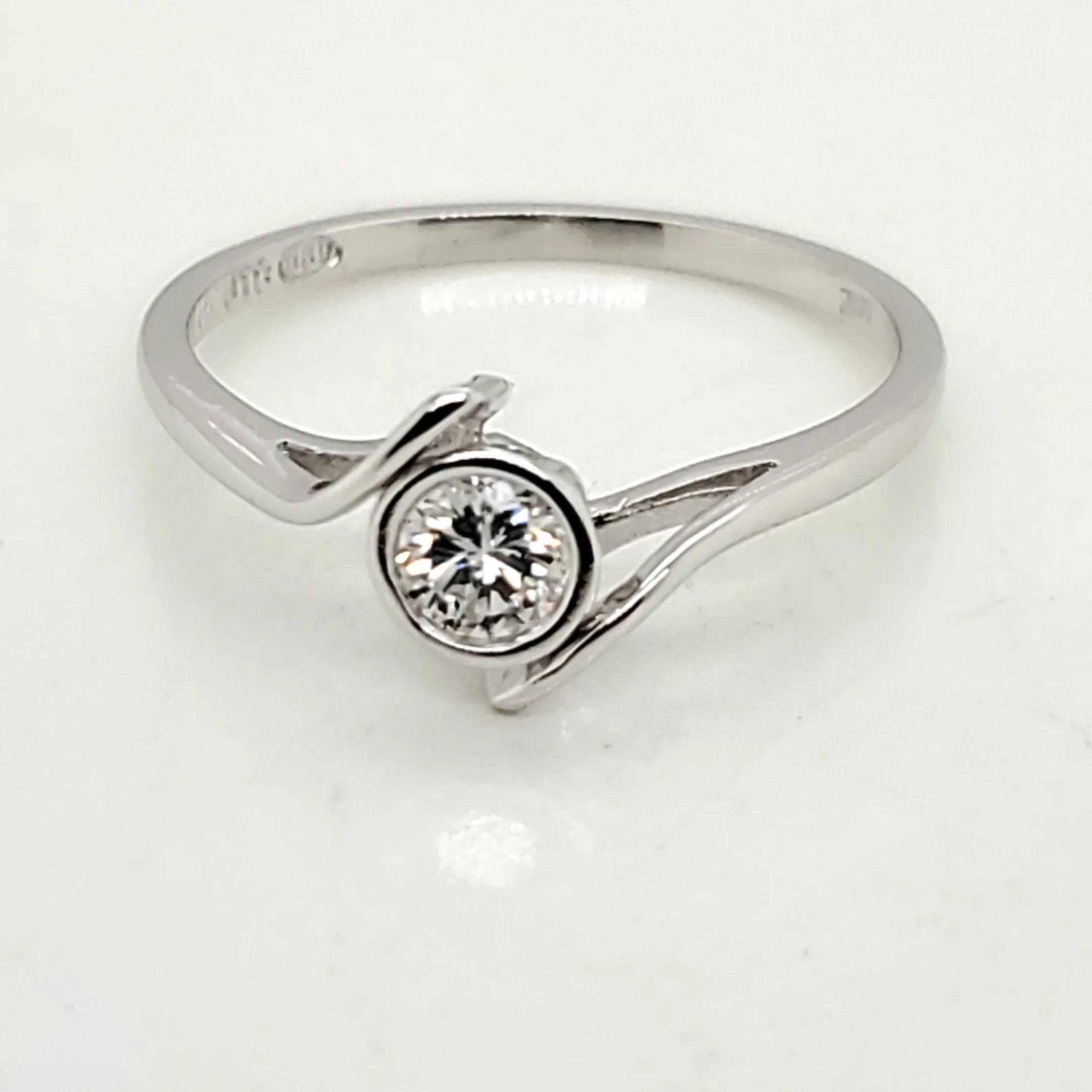 14kt White Gold White Bezel Set Diamond Ring