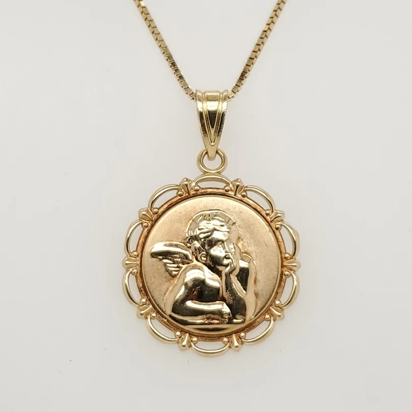 14kt Yellow Gold Bored Angel Pendant