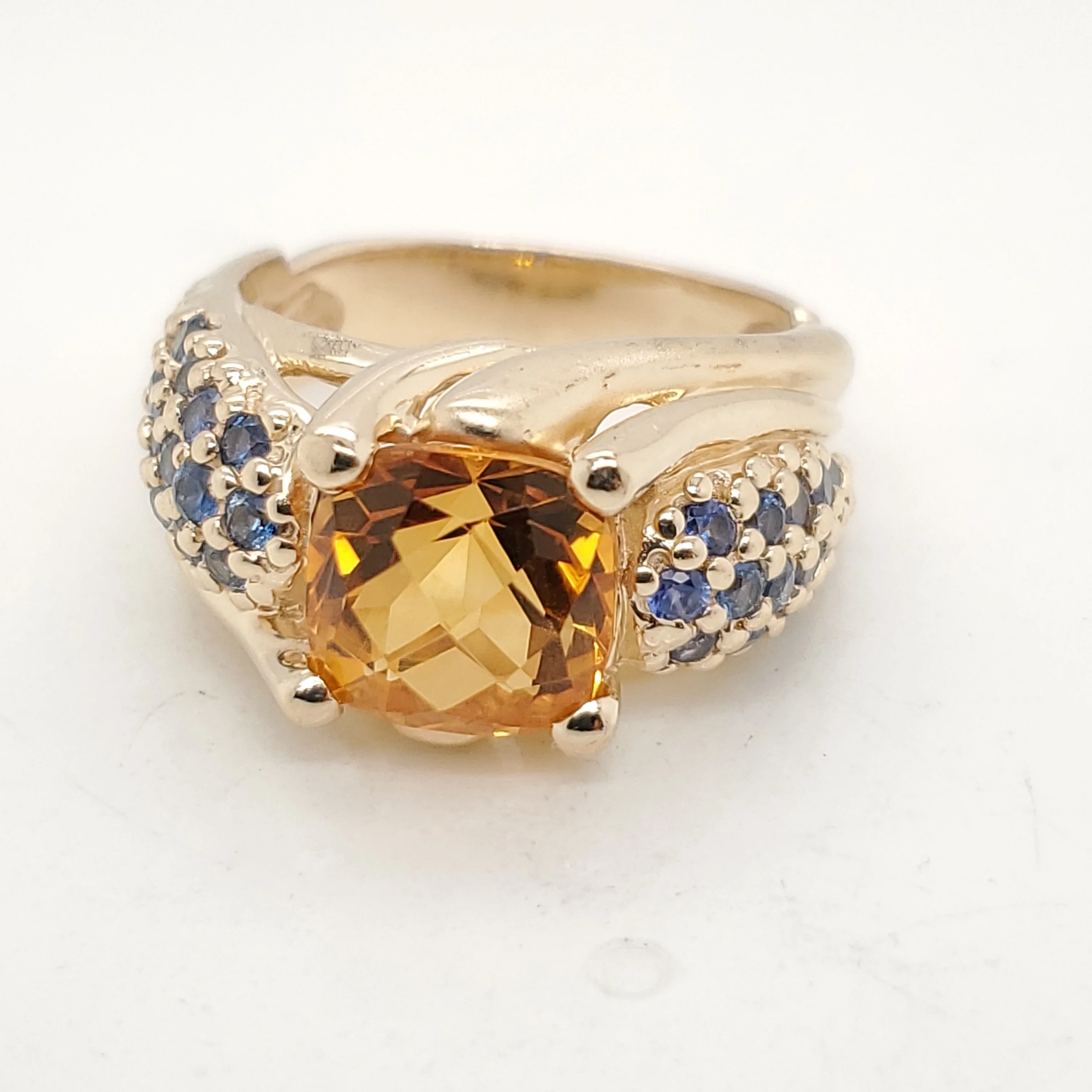 14kt Yellow Gold Citrine and Sapphire Ring
