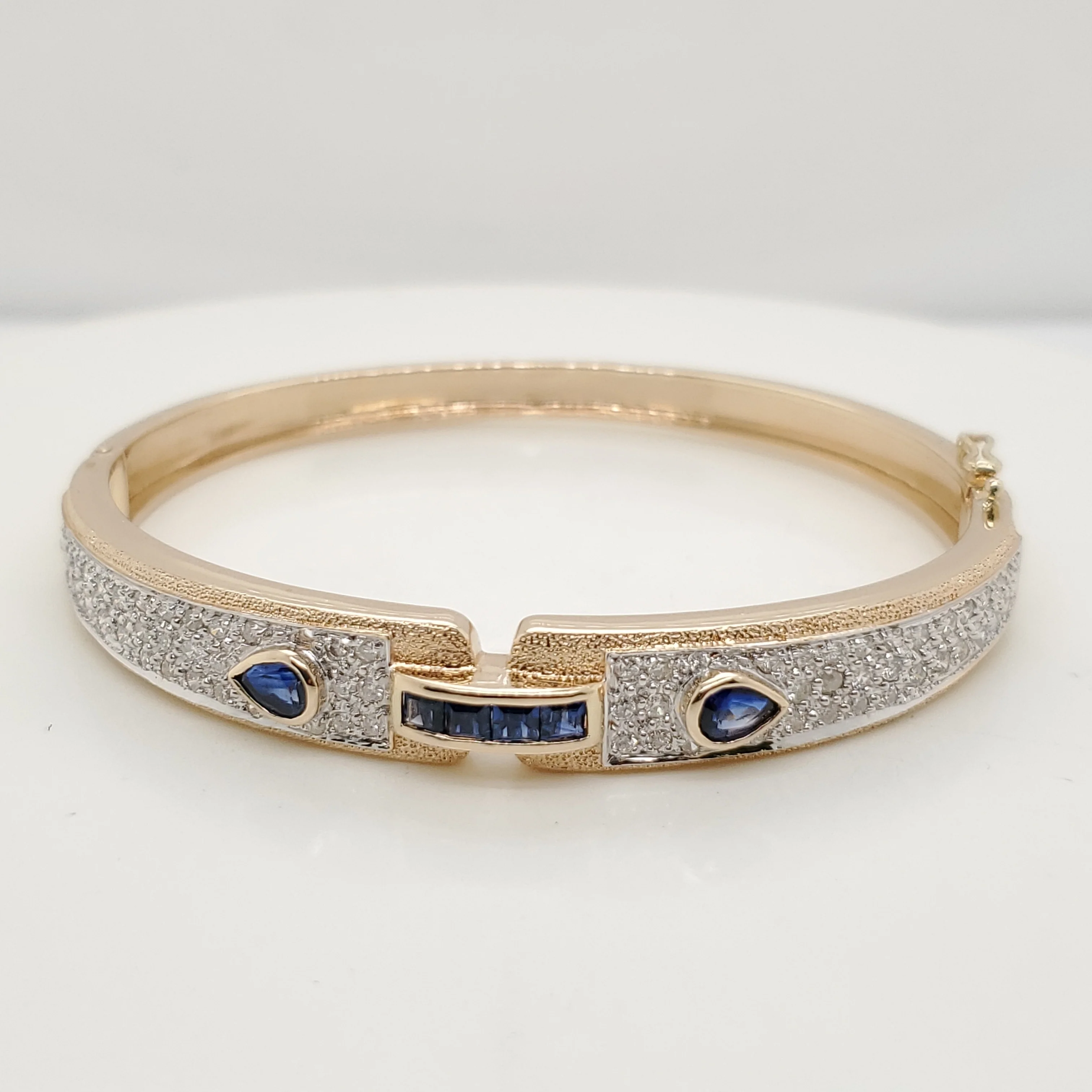 14kt Yellow Gold Diamond and Sapphire Bangle Bracelet