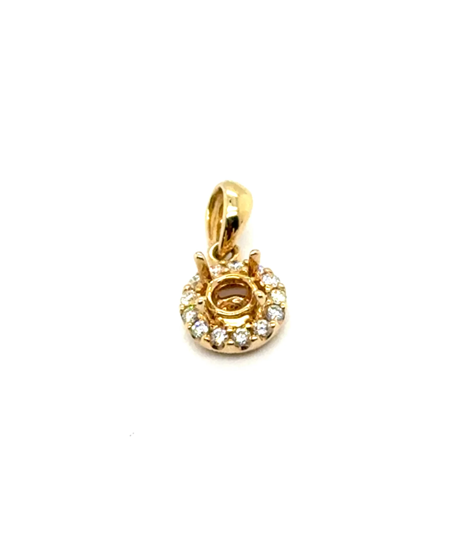 14Kt Yellow Gold Diamond Halo Pendant Mounting