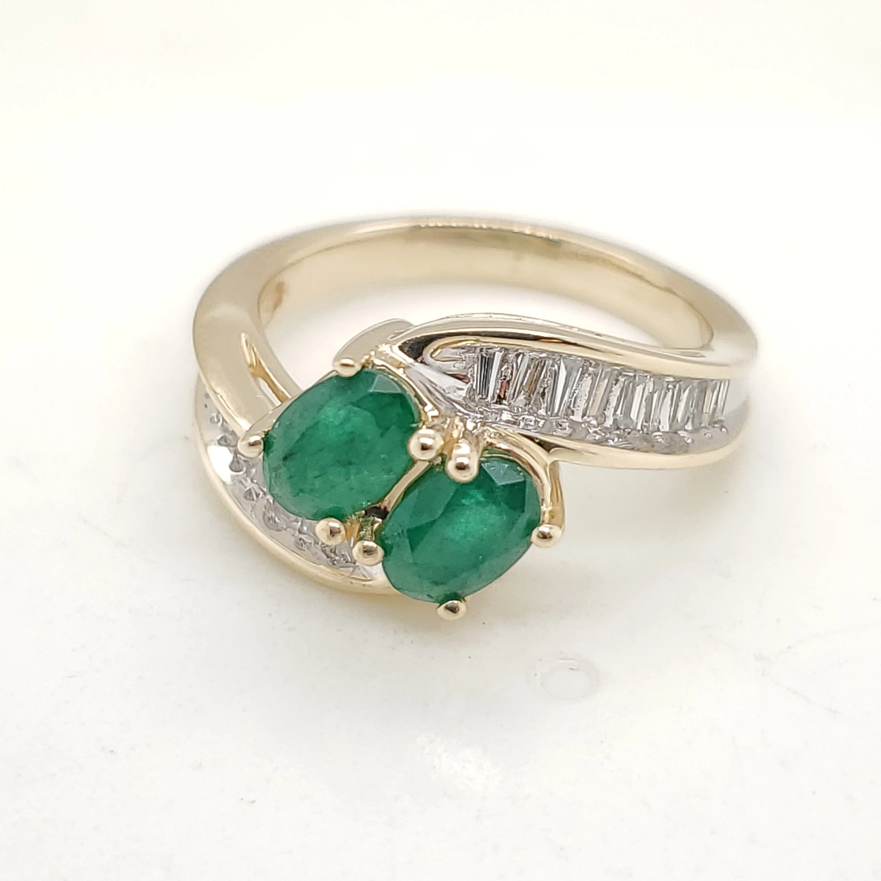 14Kt Yellow Gold Emerald and Diamond Ring