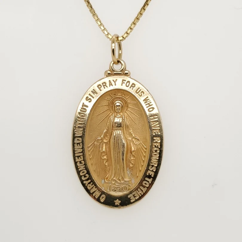 14kt Yellow Gold Mary Religious Pendant