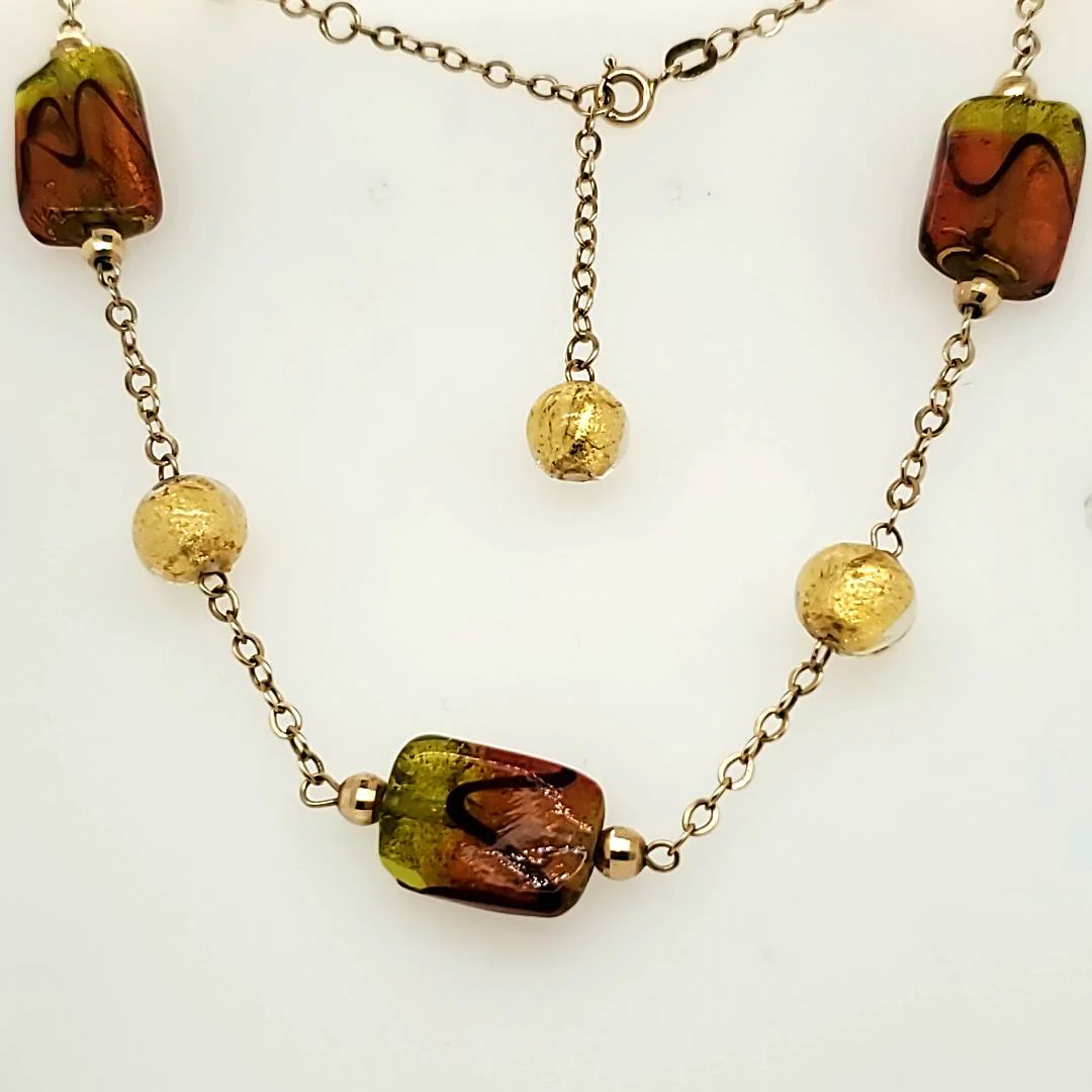 14kt Yellow Gold Murano Glass Necklace