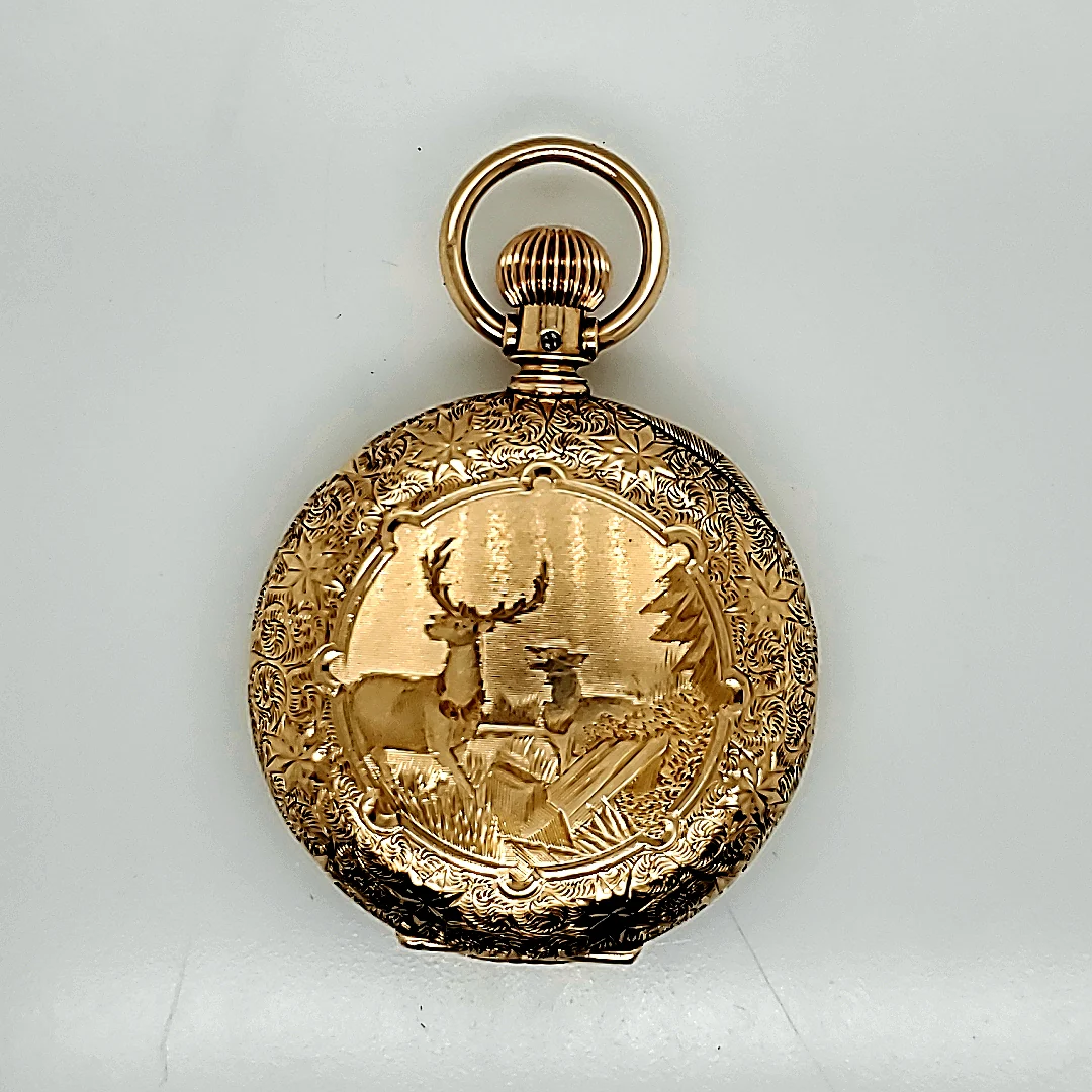 1885 Illinois 14Kt Three Color Gold Hunters Case Pocket Watch - Image 2