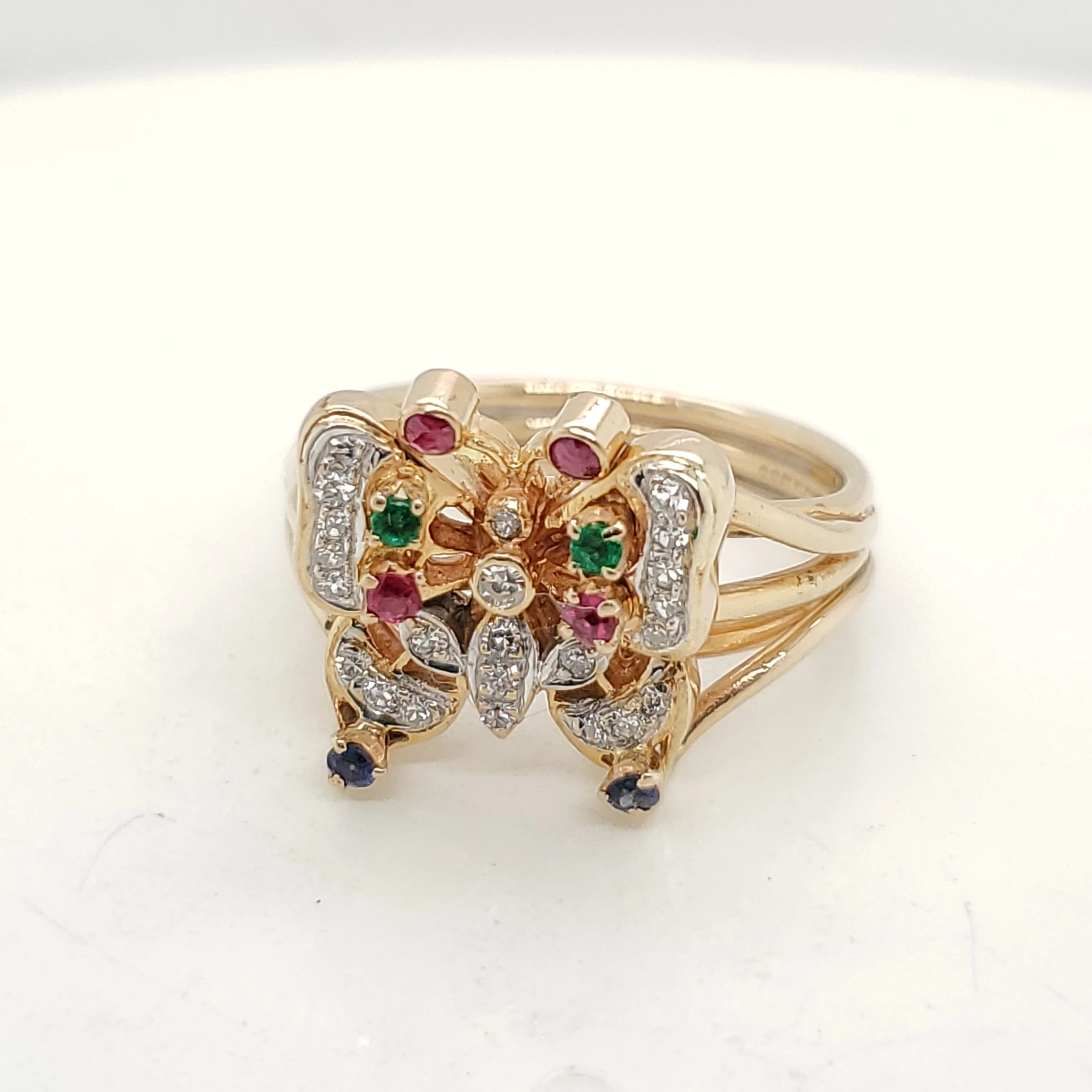 18Kt Gold And Precious Gemstone Butterfly Ring