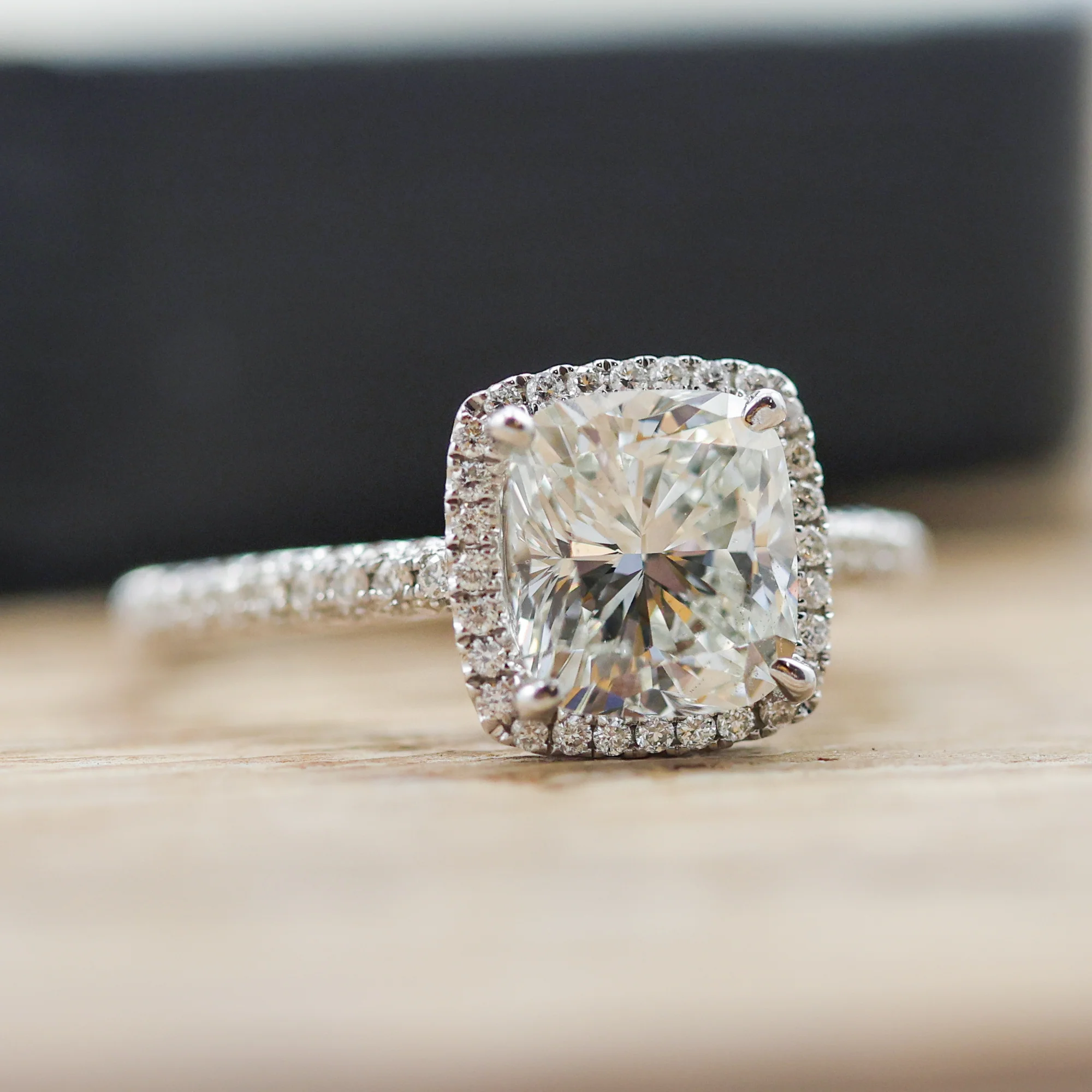 18kt White Gold 2.01 Carat Cushion Cut Diamond Engagement Ring