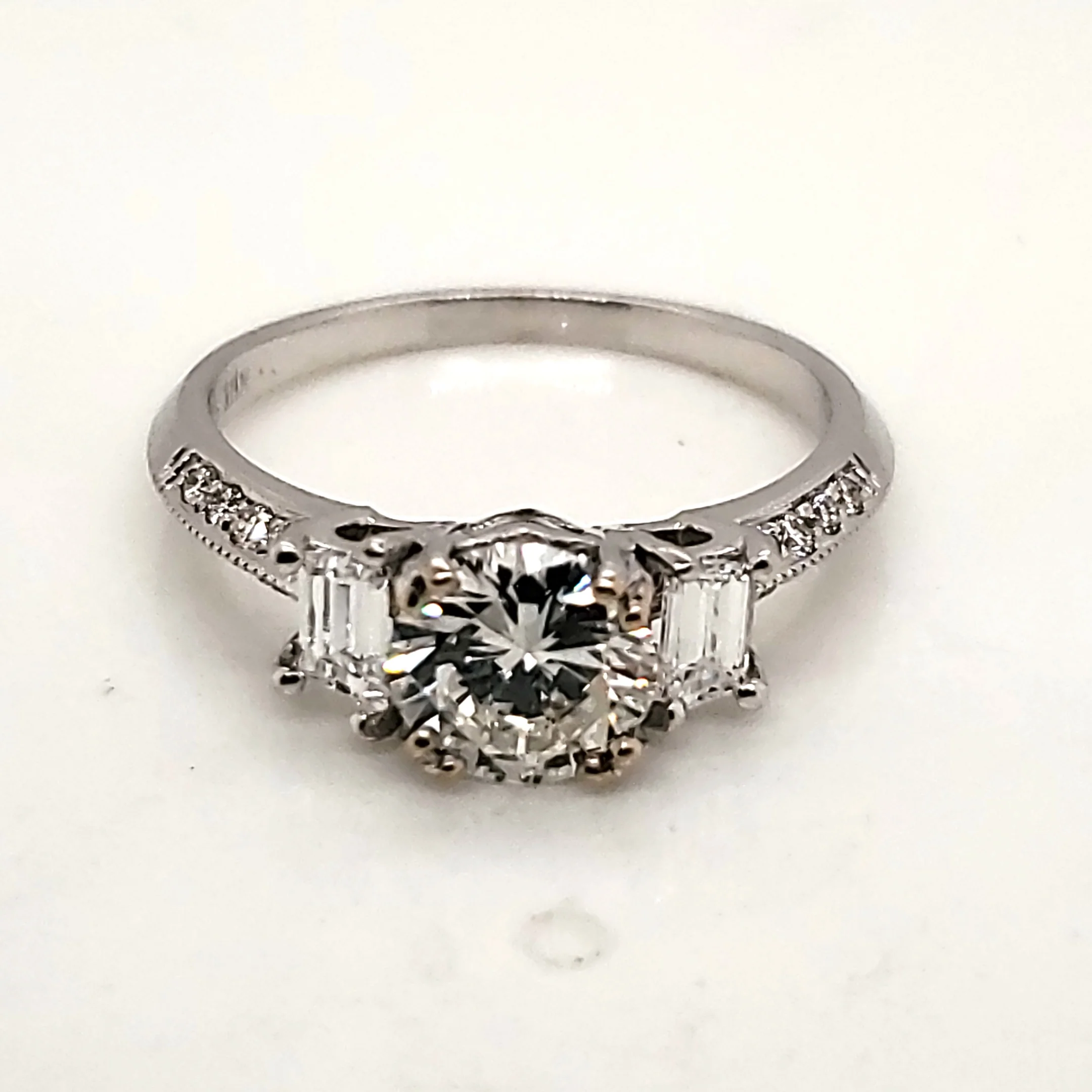 18kt White Gold .97 Carat Round Brilliant Cut Diamond Engagement Ring