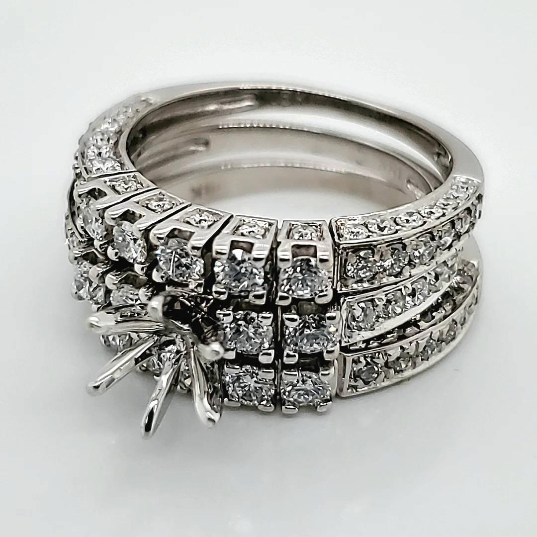 18kt White gold and Diamond Three Piece Mounting Set