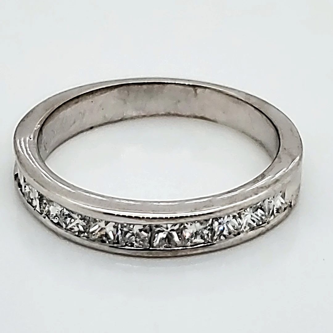18kt White Gold Channel Set Princess Cut diamond Wedding Band