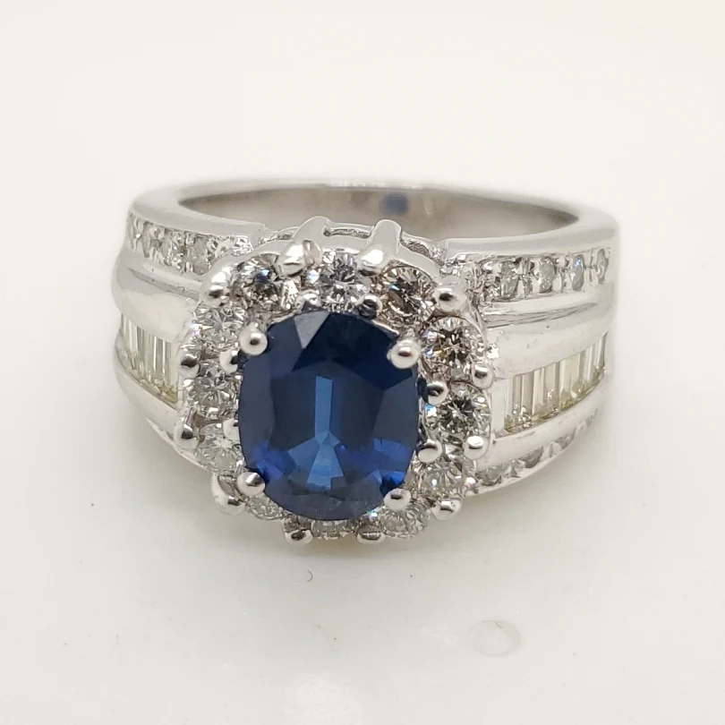 18kt White Gold Sapphire and Diamond Ring