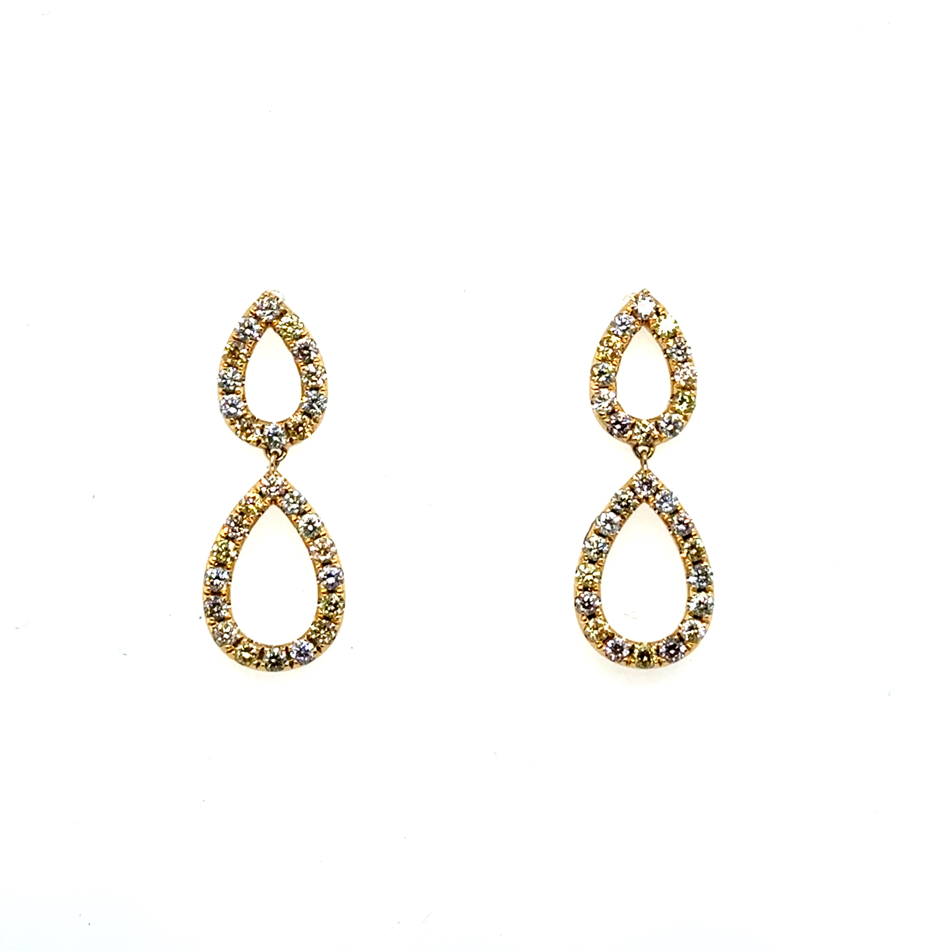 18kt Yellow Gold 1.06Ctw Tear Drop Diamond Earrings