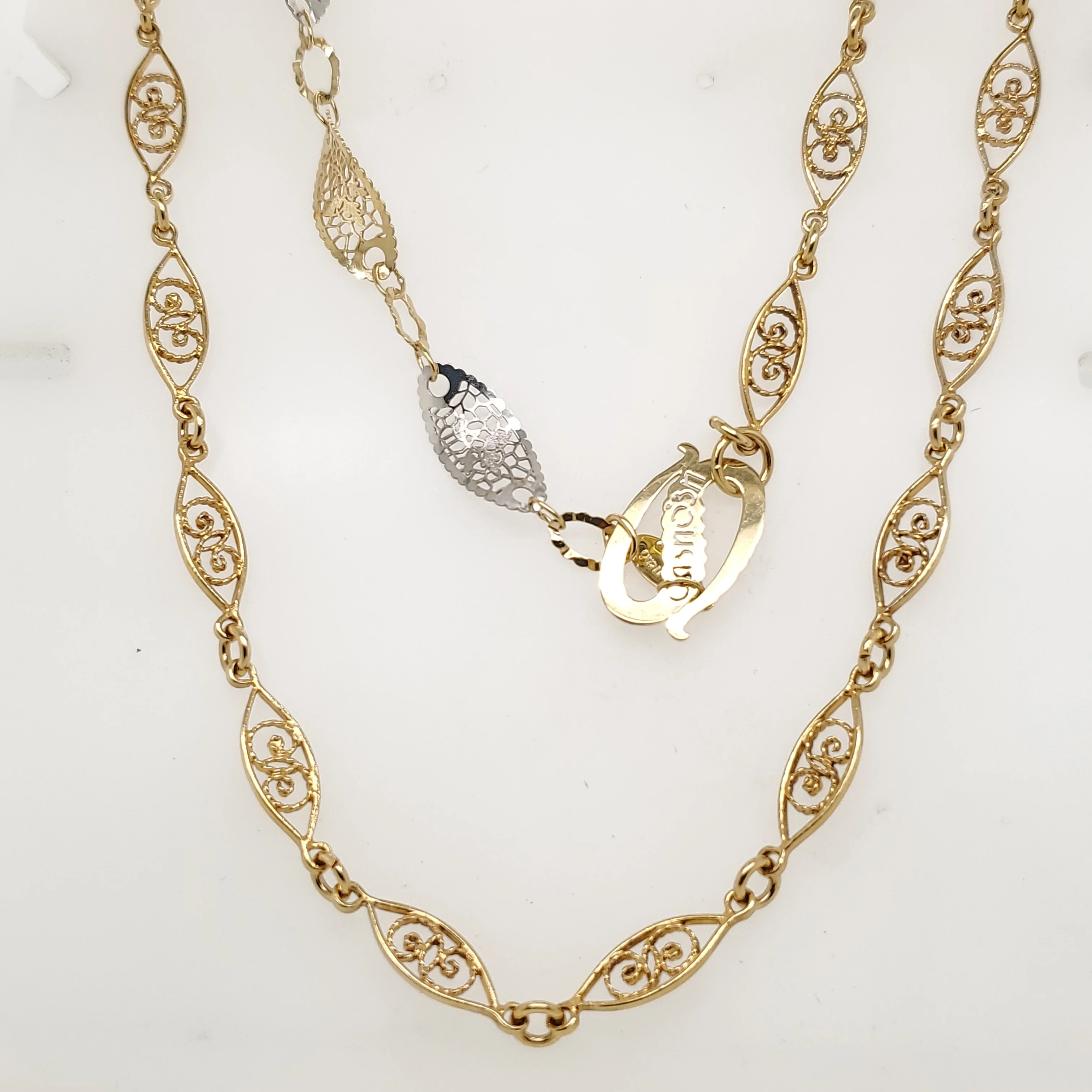 18kt Yellow Gold 28"" Filigree Necklace