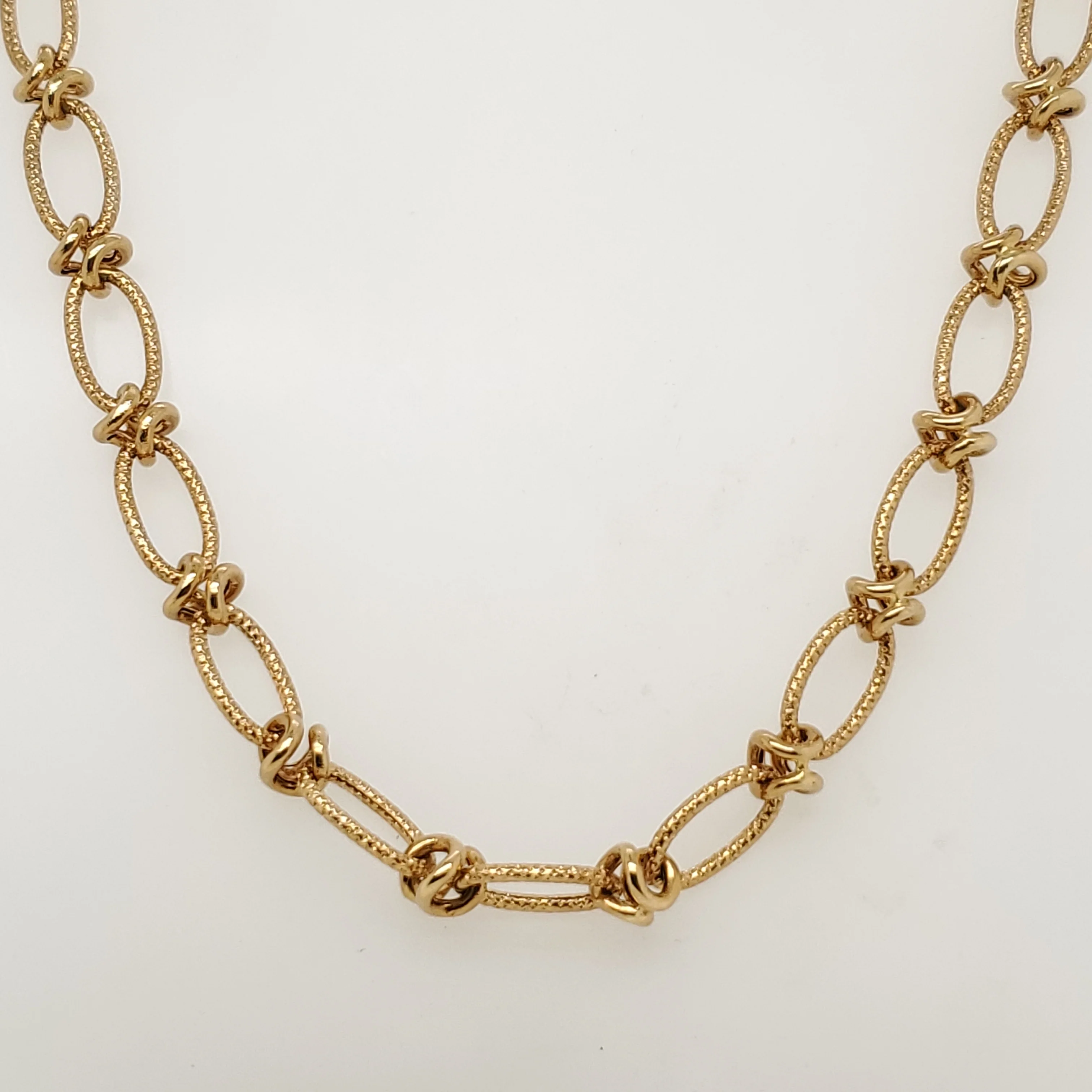 18kt Yellow Gold Alternating Link Necklace