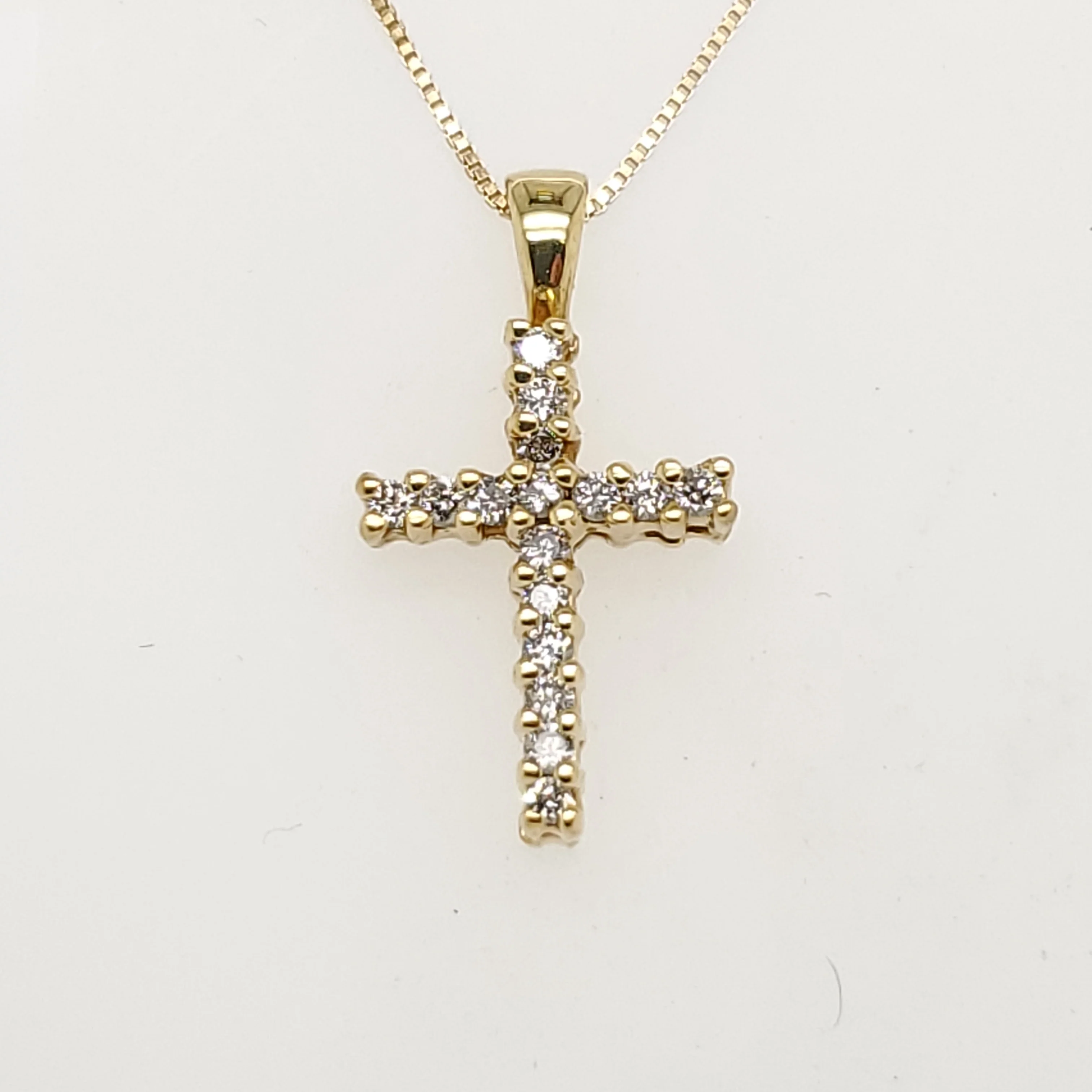 18kt Yellow Gold and Diamond Cross
