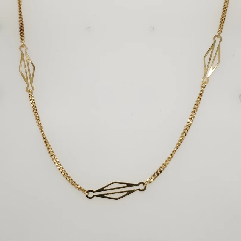 18kt Yellow Gold Filigree Station Chain