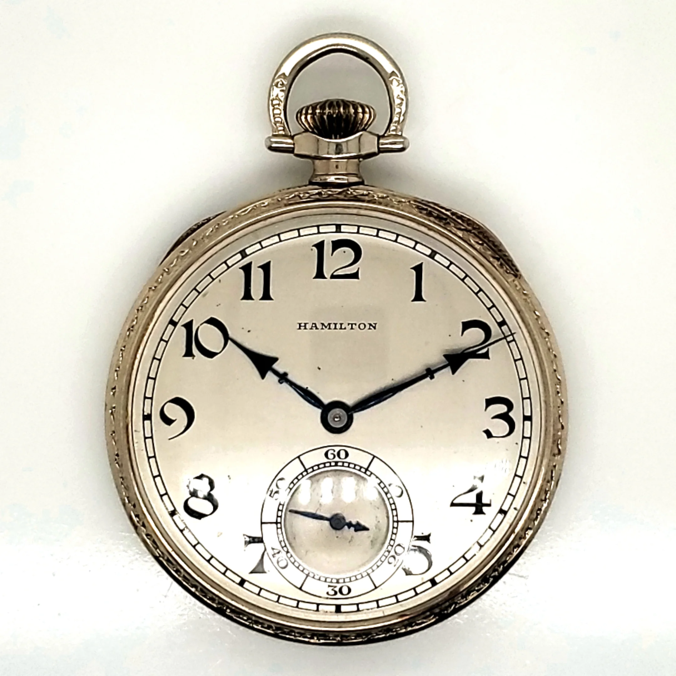 1926 14Kt White Gold Hamilton Model 902 Open Faced Pocket Watch